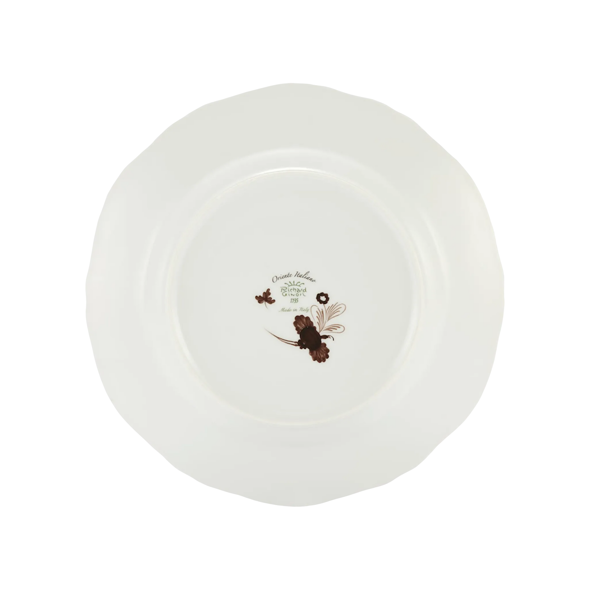 Verso do Prato Raso Oriente Italiano Castagna.