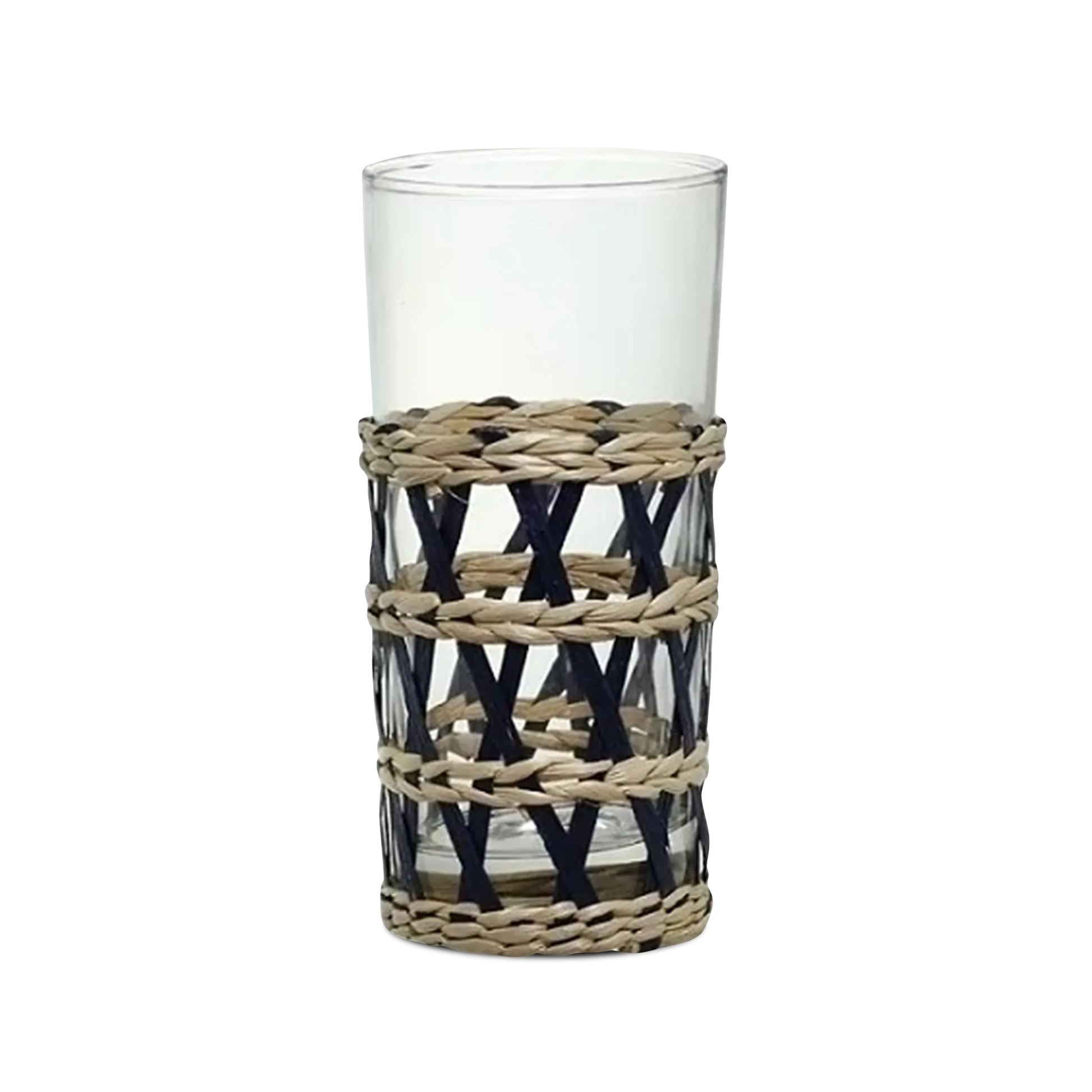 Copo Long Drink Rattan Azul.