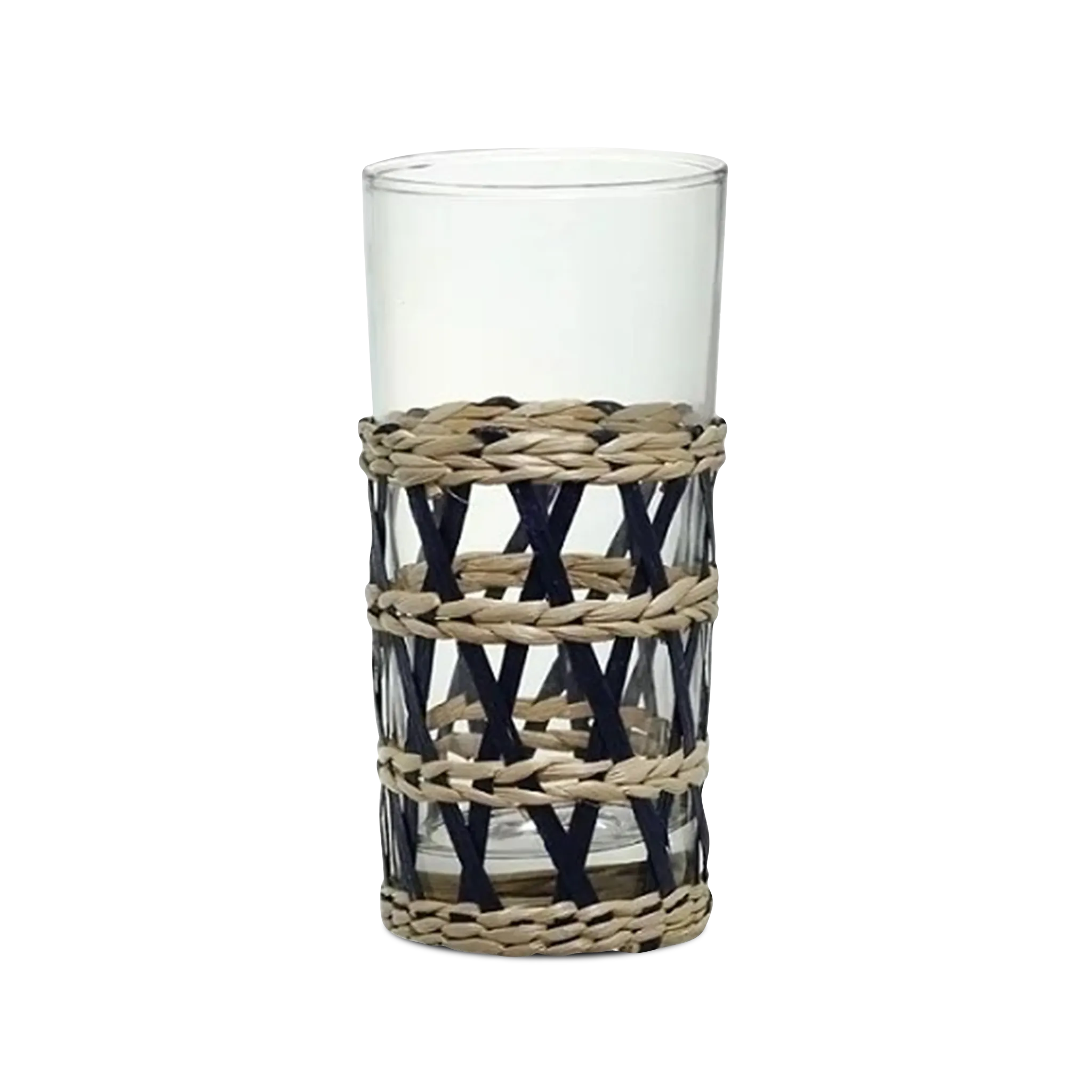 Copo Long Drink Rattan Azul.