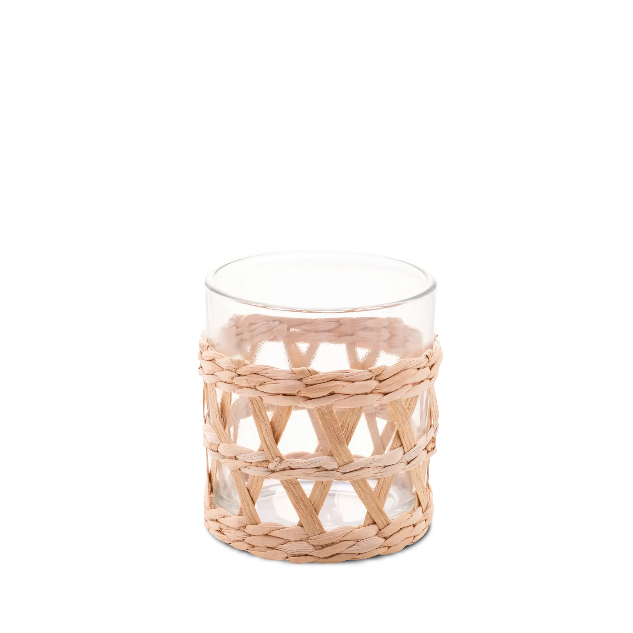 Copo Short Drink Rattan Bege.