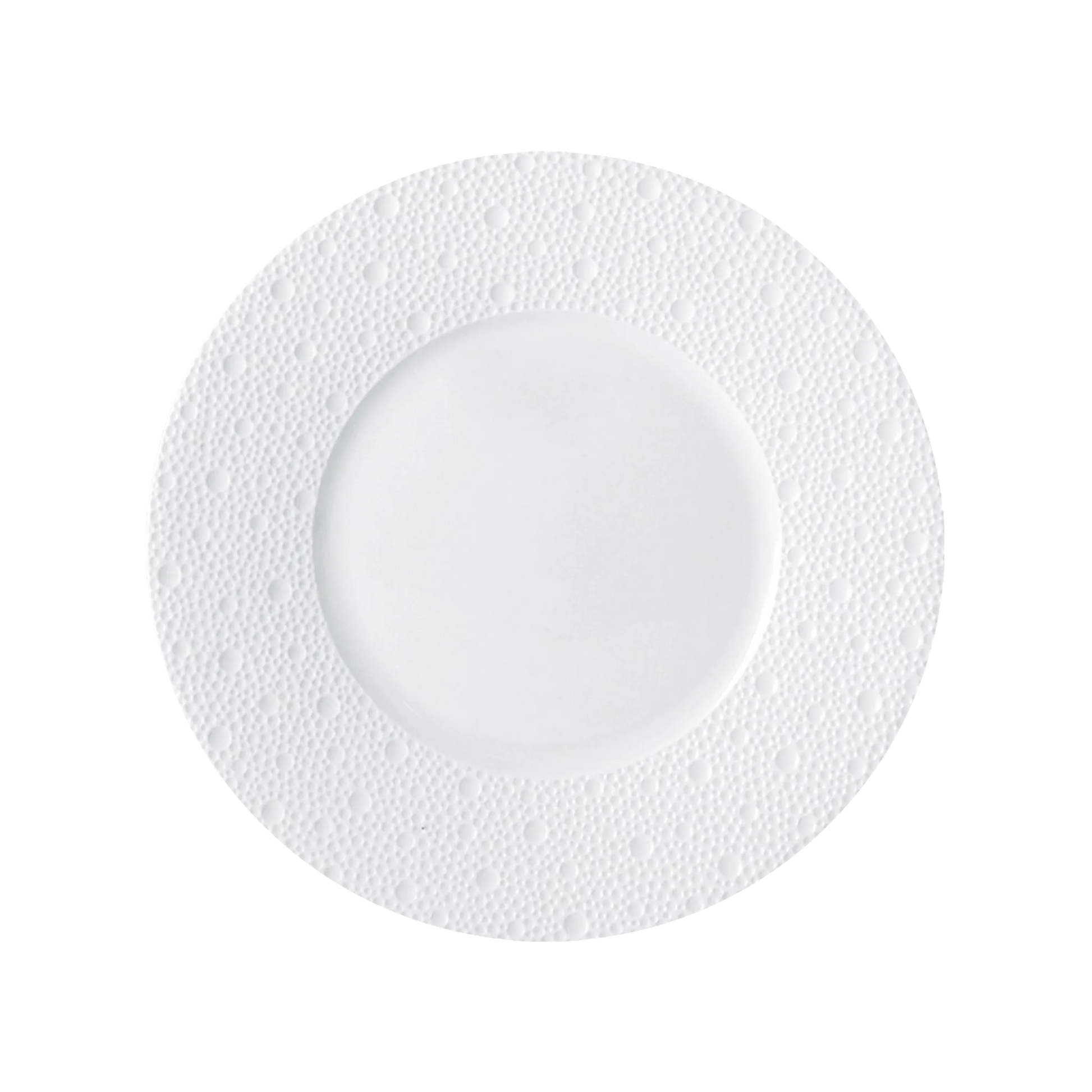 Vista frontal do Prato Sobremesa Ecume Branco.