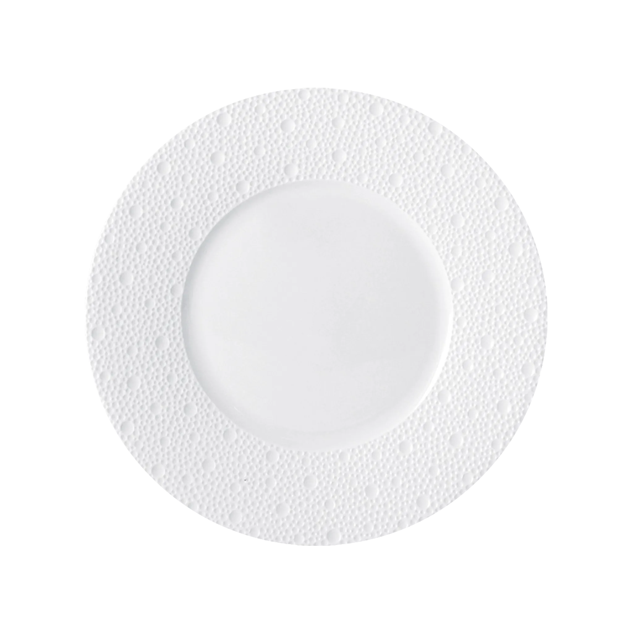 Vista frontal do Prato Sobremesa Ecume Branco.