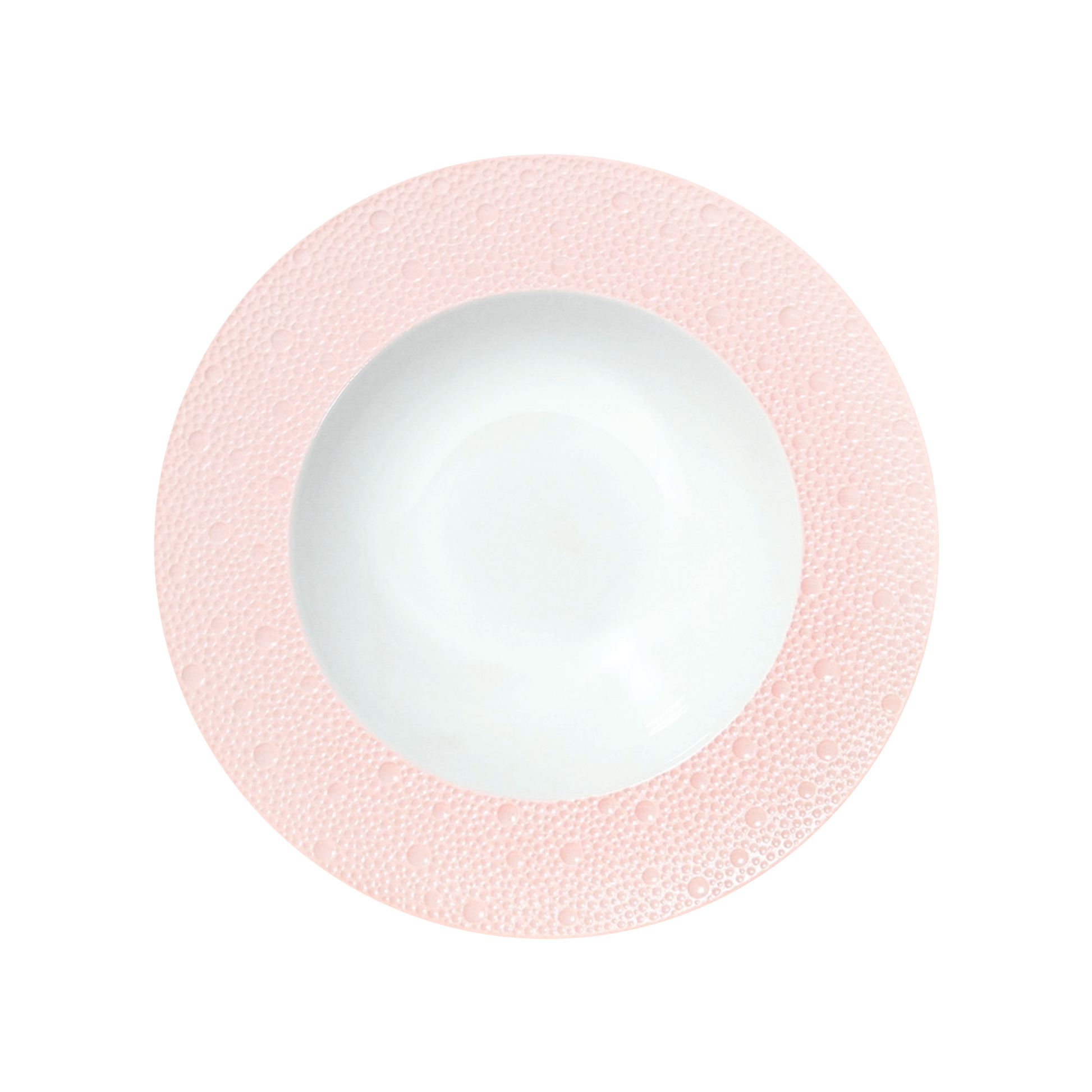 Vista frontal do Prato Fundo Ecume Rosa.