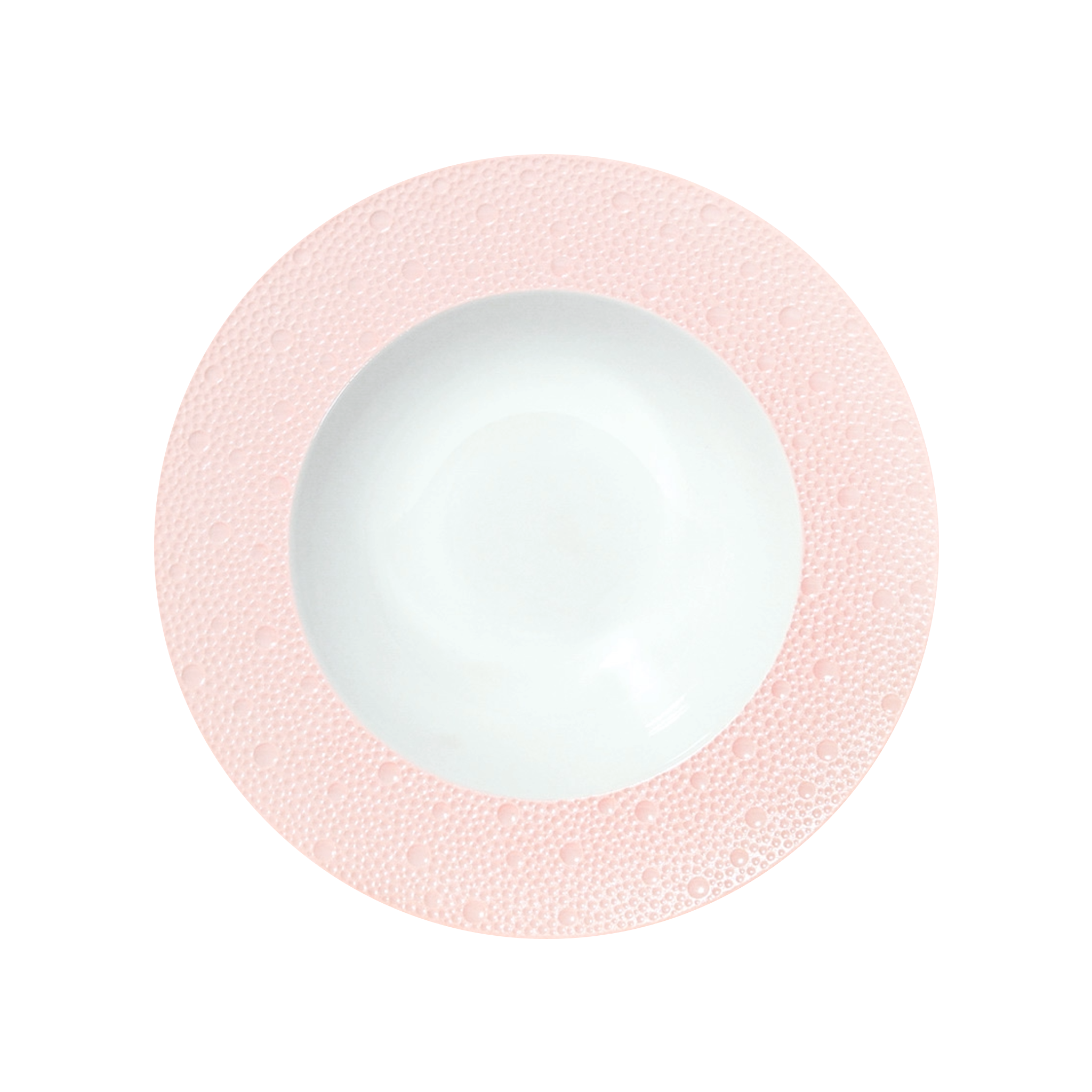 Vista frontal do Prato Fundo Ecume Rosa.