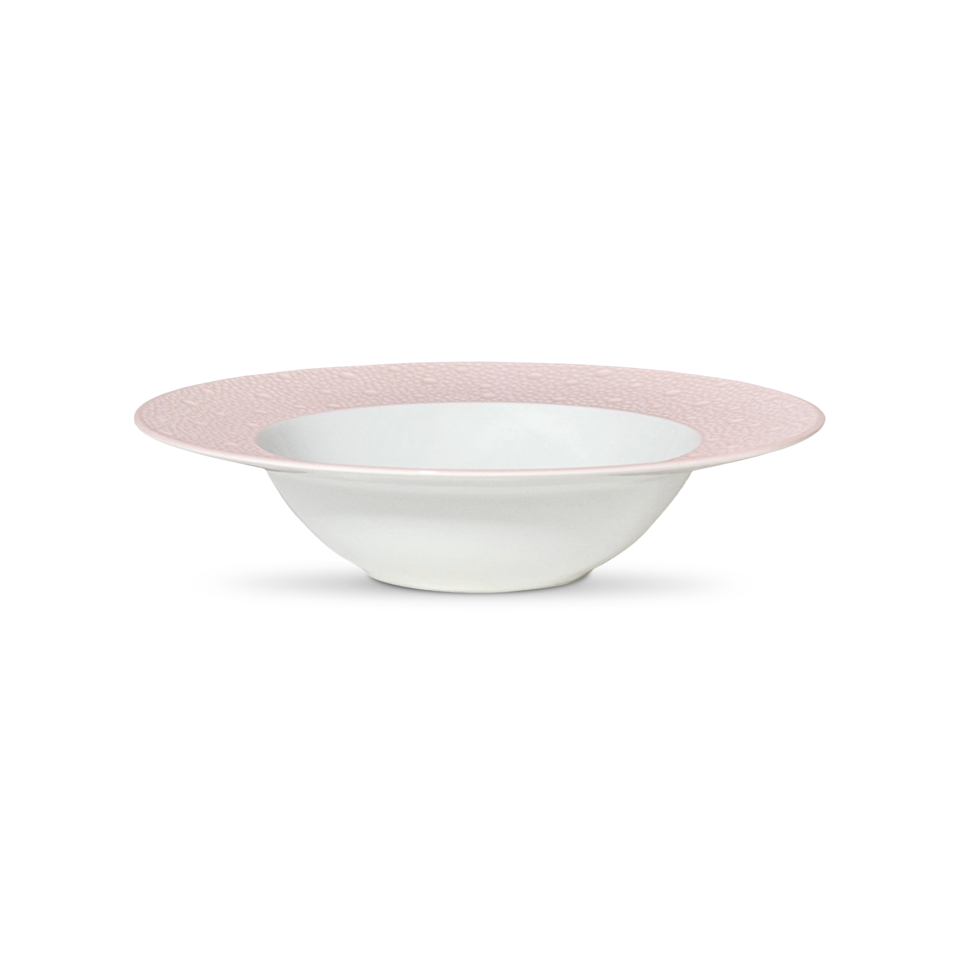 Vista lateral do Prato Fundo Ecume Rosa.
