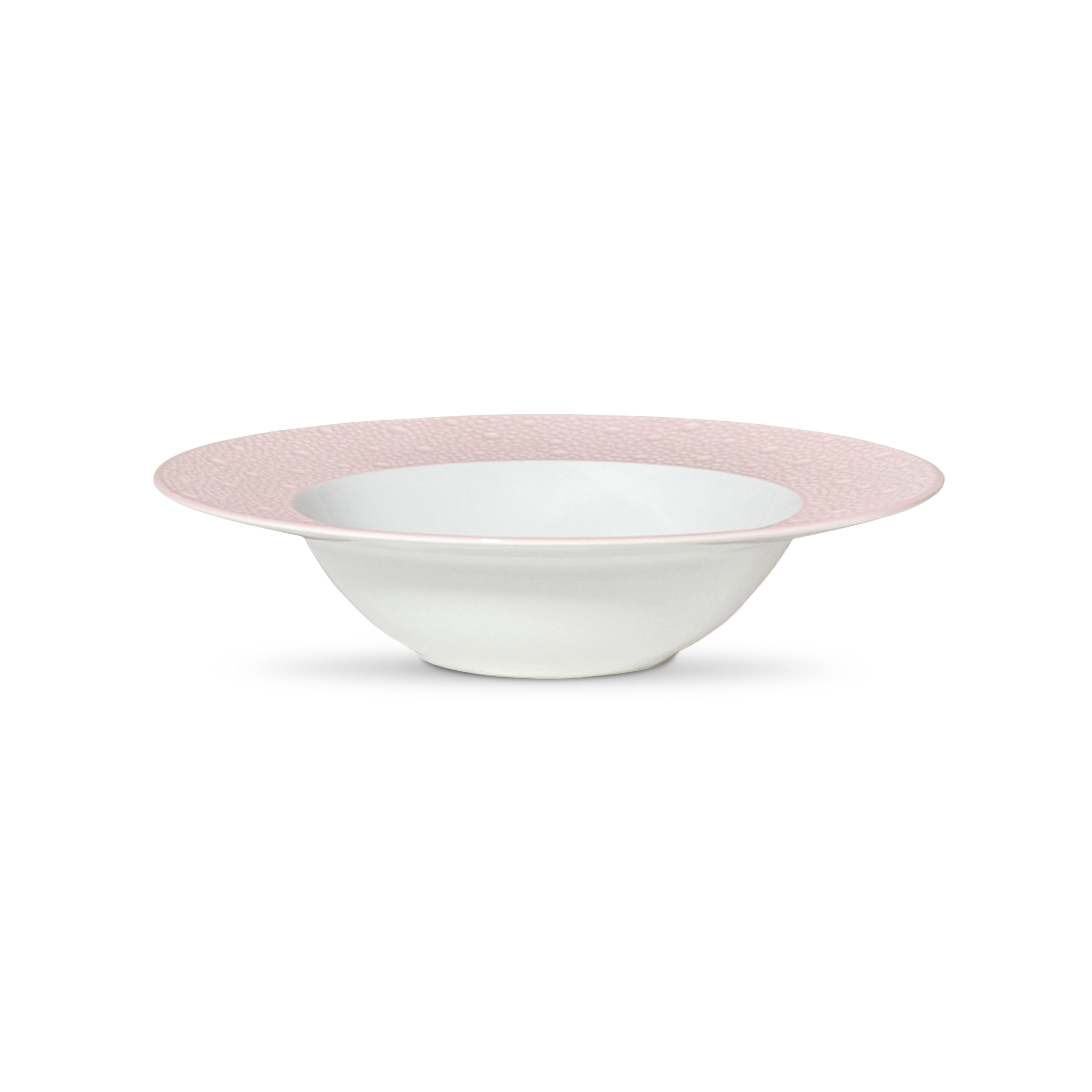 Vista lateral do Prato Fundo Ecume Rosa.