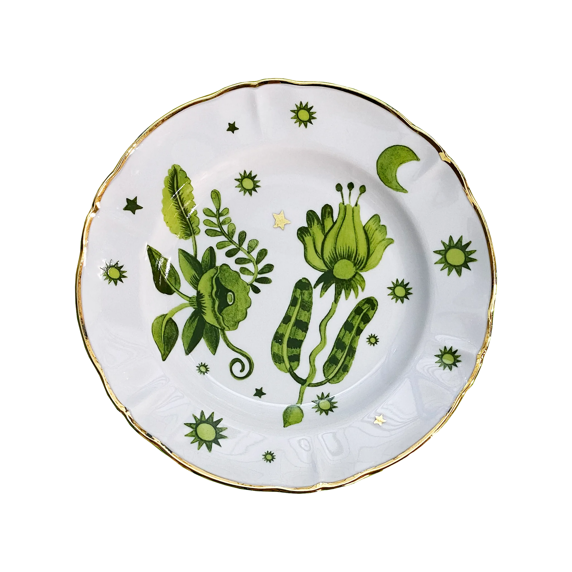 Prato Sobremesa Floral Verde.