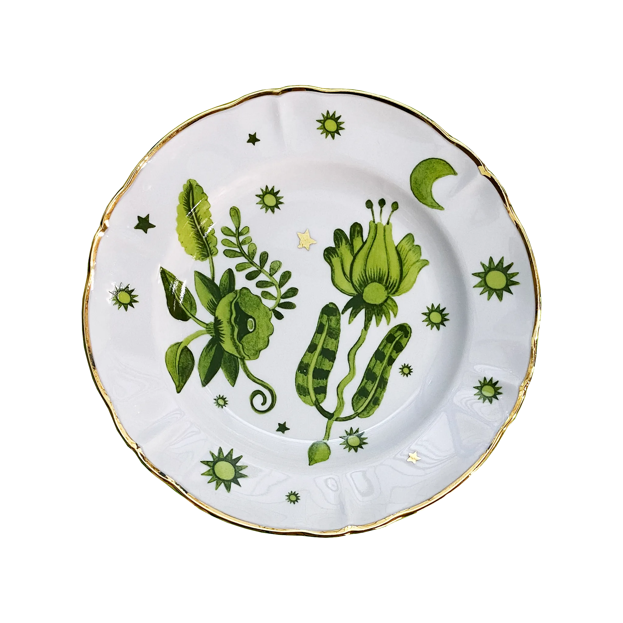 Prato Sobremesa Floral Verde.