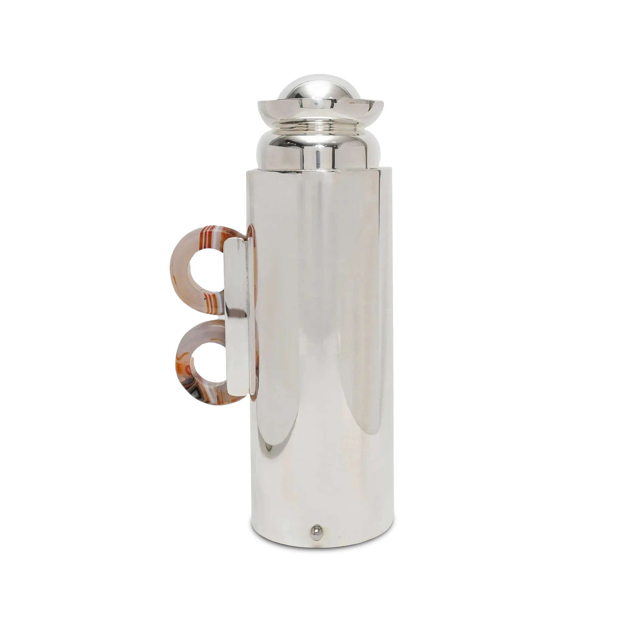 Garrafa Térmica Prata Com Ágata.