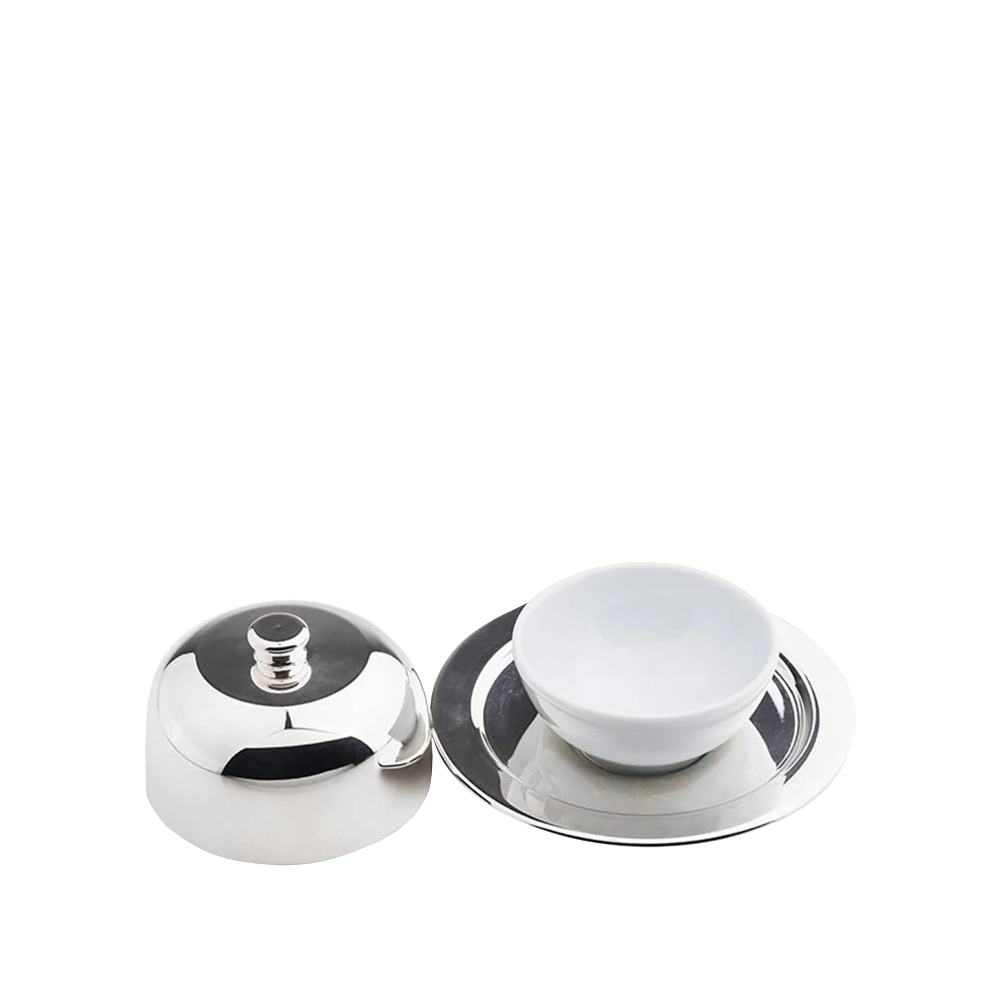 Manteigueira Prata aberta.