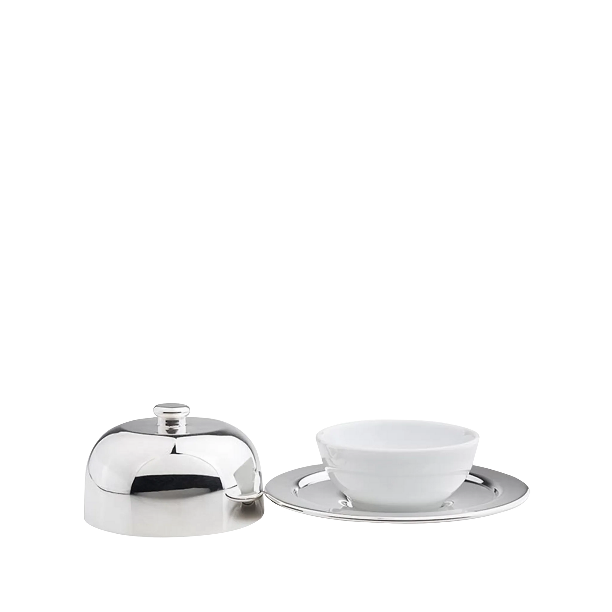 Manteigueira Prata aberta.