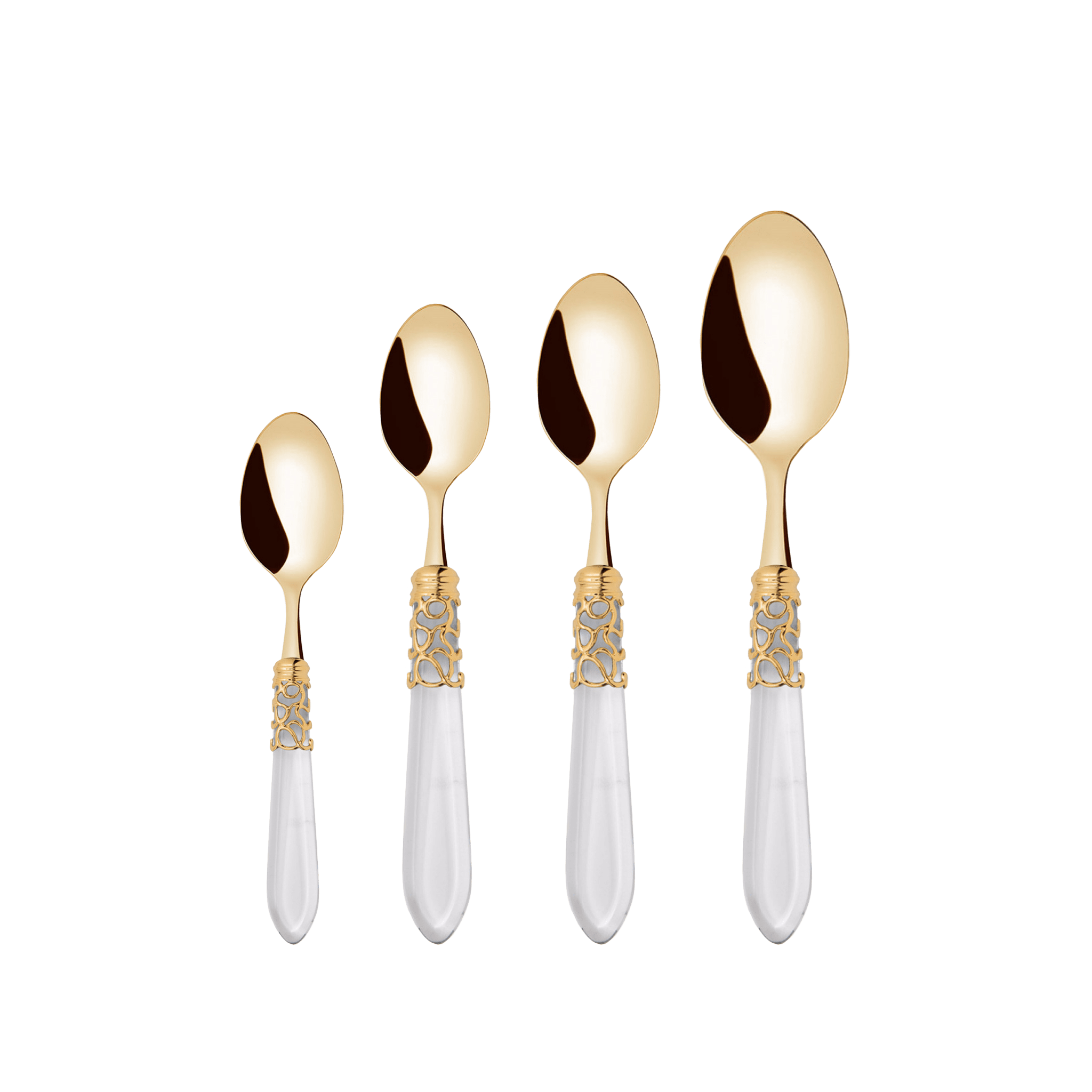 Colheres do Set Faqueiro Melodia Transparente Ouro.