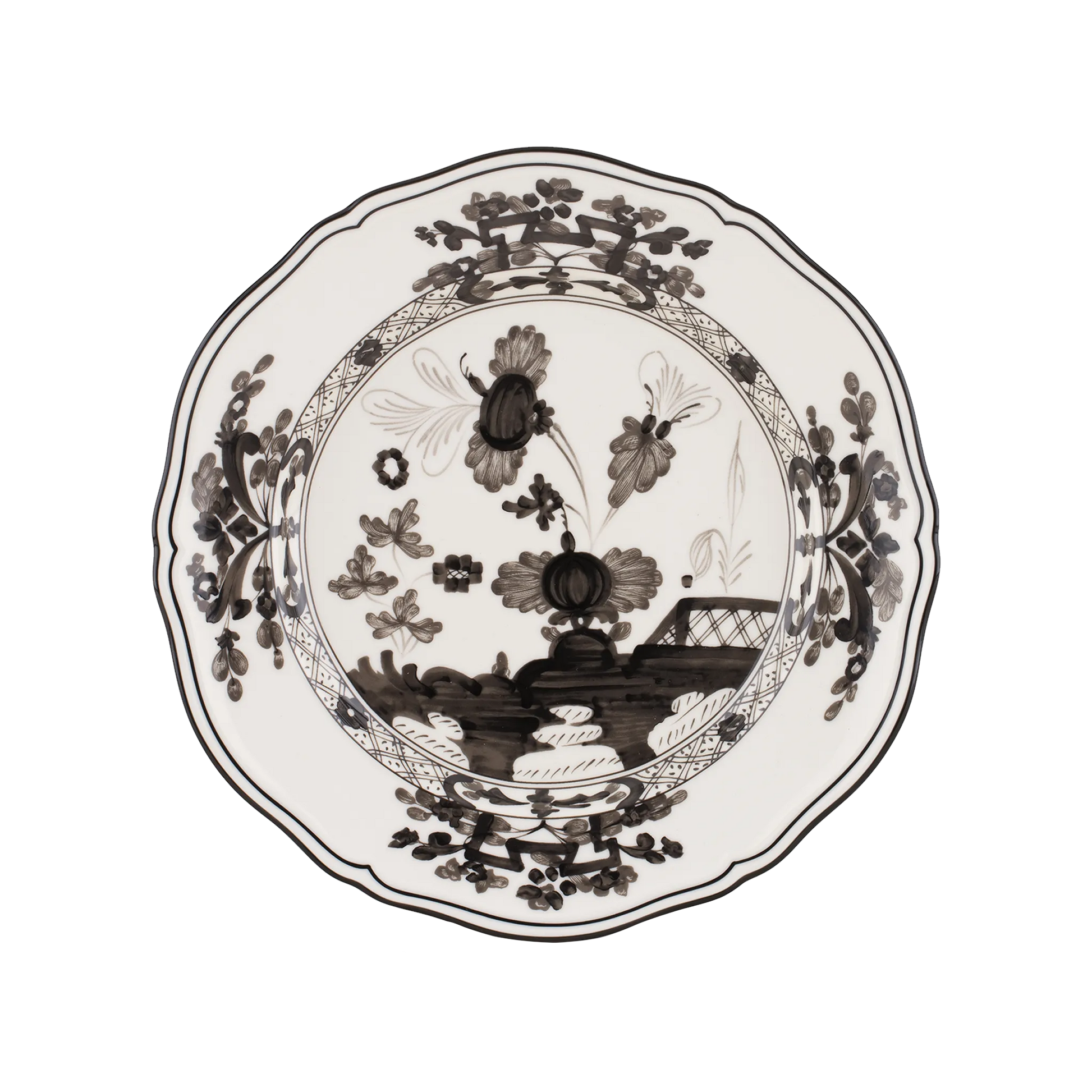 Vista frontal do Prato Raso Oriente Italiano Albus.