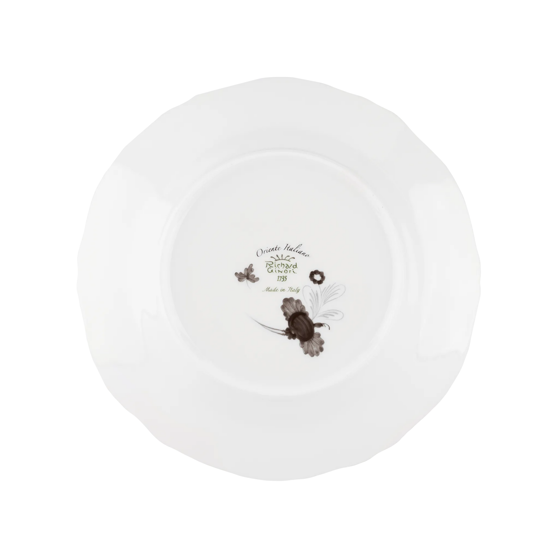 Verso do Prato Sobremesa Oriente Italiano Albus.