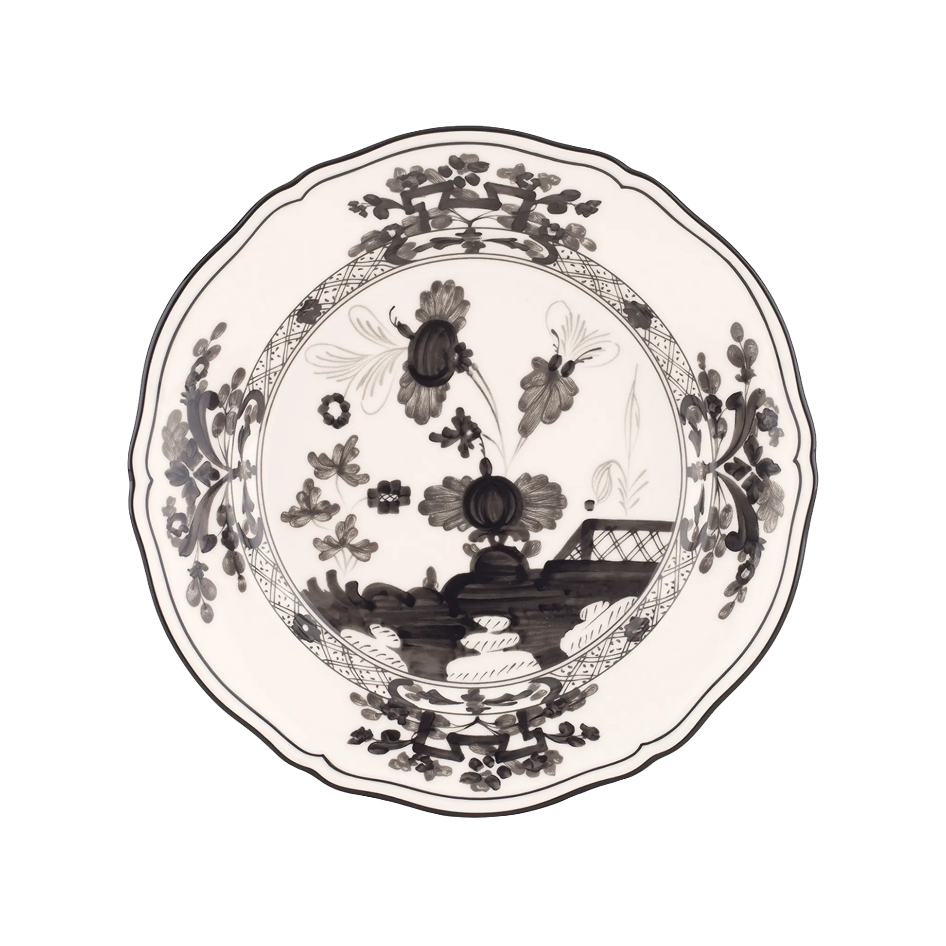 Vista frontal do Prato Sobremesa Oriente Italiano Albus.