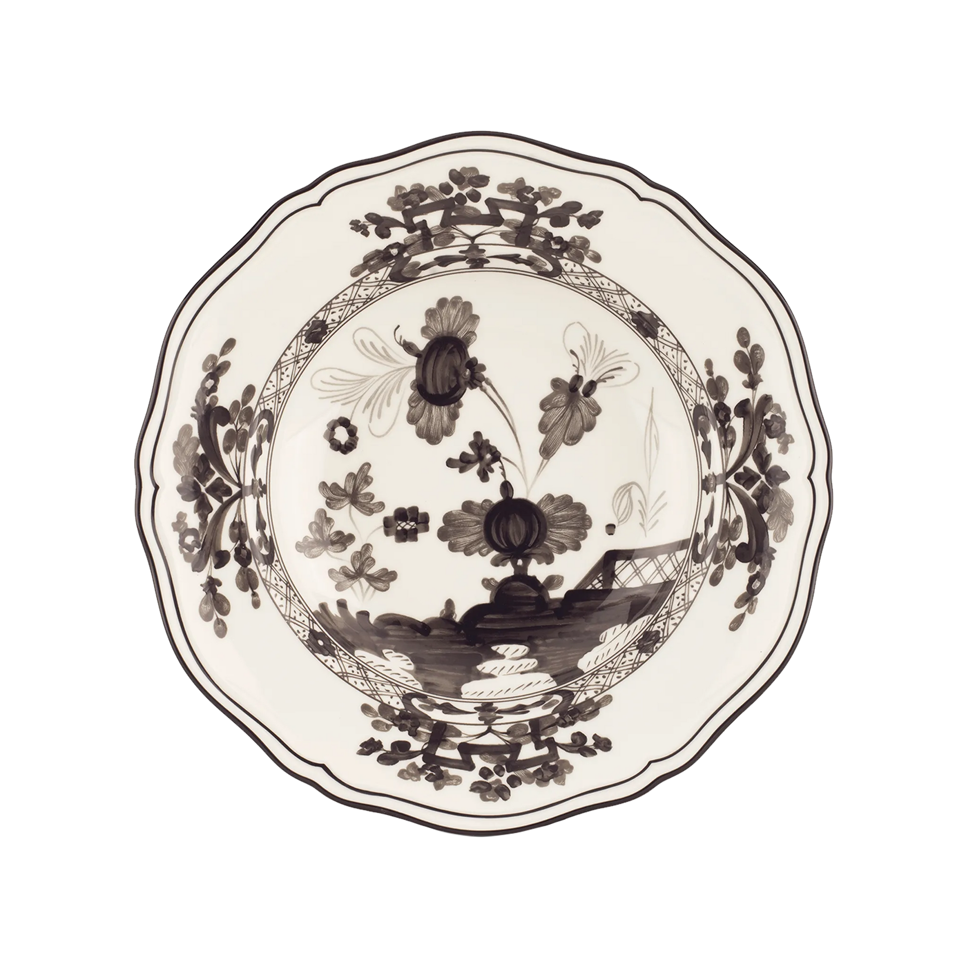 Vista frontal do Sousplat Oriente Italiano Albus.