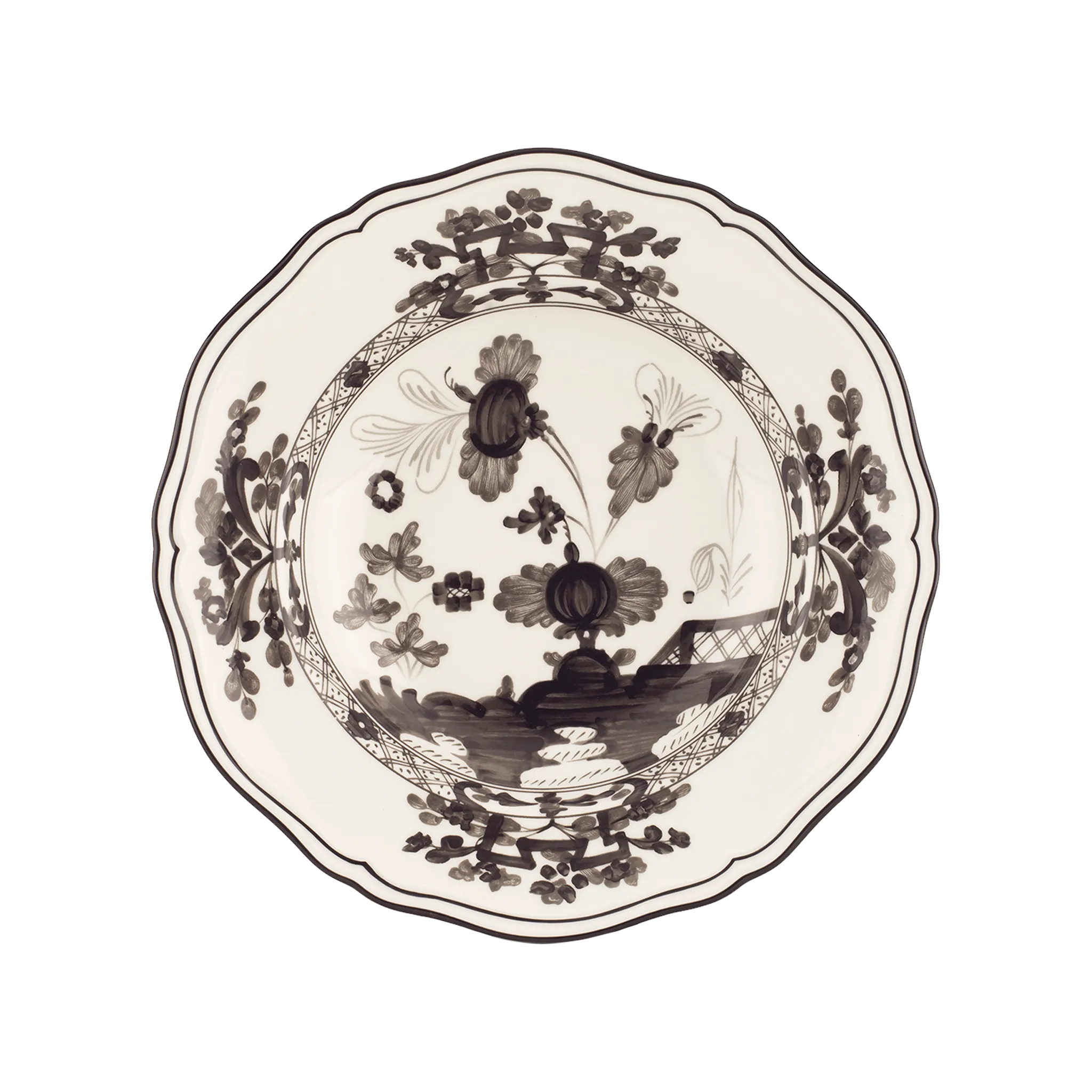 Vista frontal do Sousplat Oriente Italiano Albus.