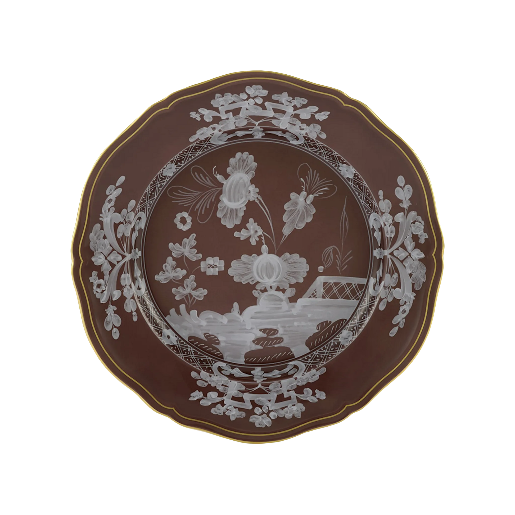 Vista frontal do Prato Raso Oriente Italiano Castagna.