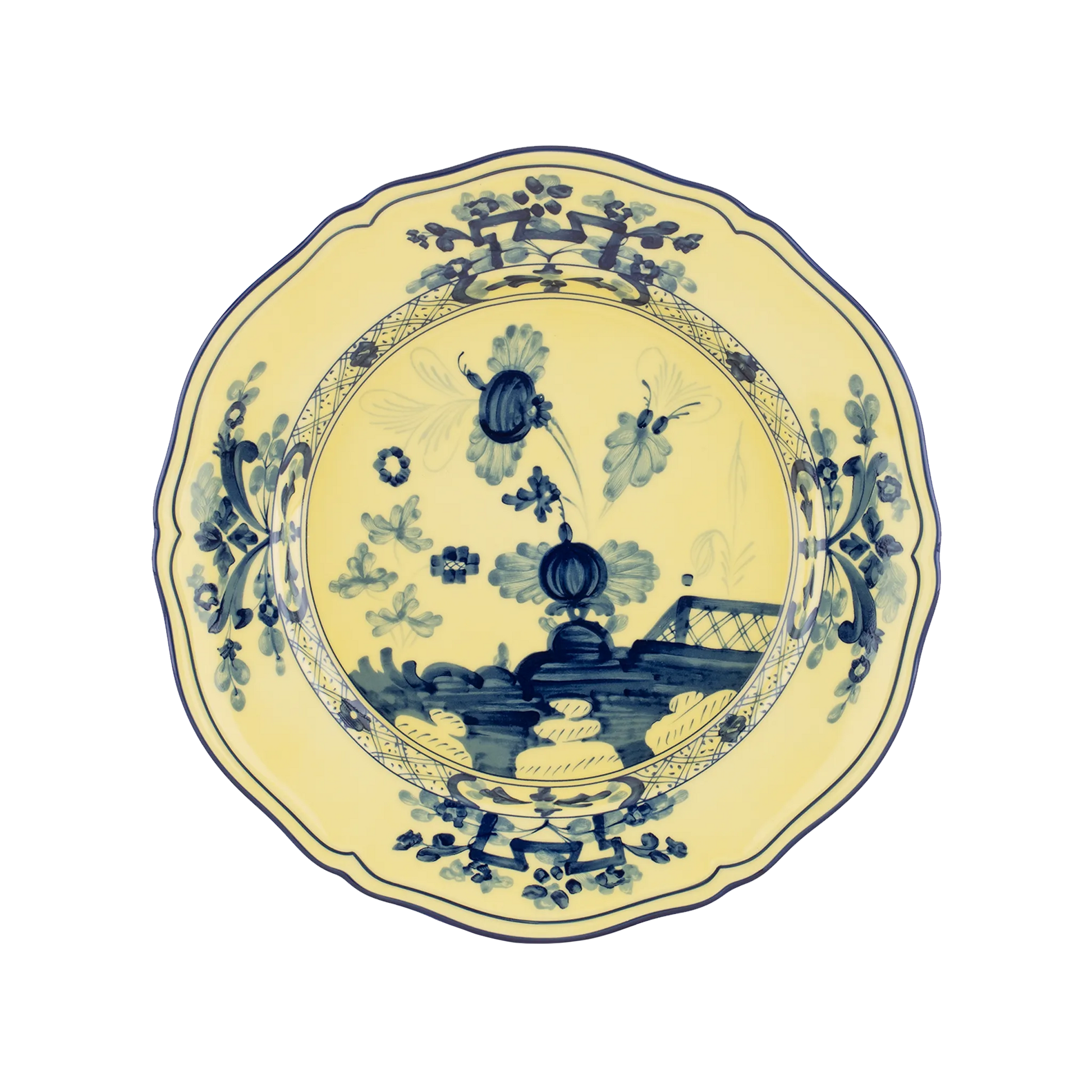 Vista frontal do Sousplat Oriente Italiano Citrino.