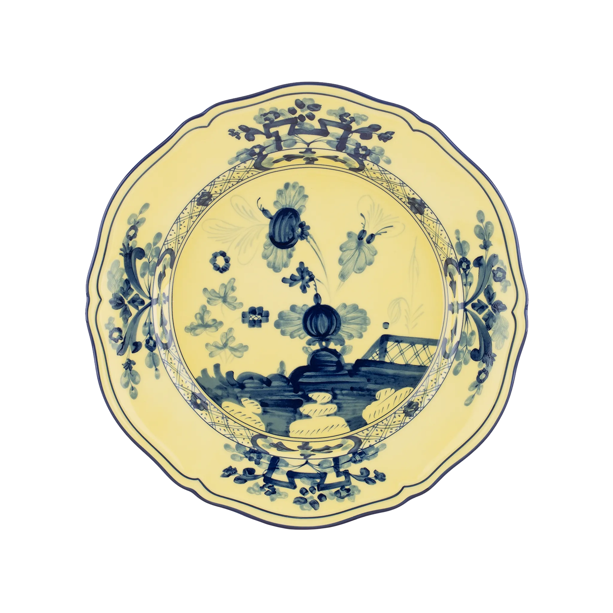 Vista frontal do Sousplat Oriente Italiano Citrino.