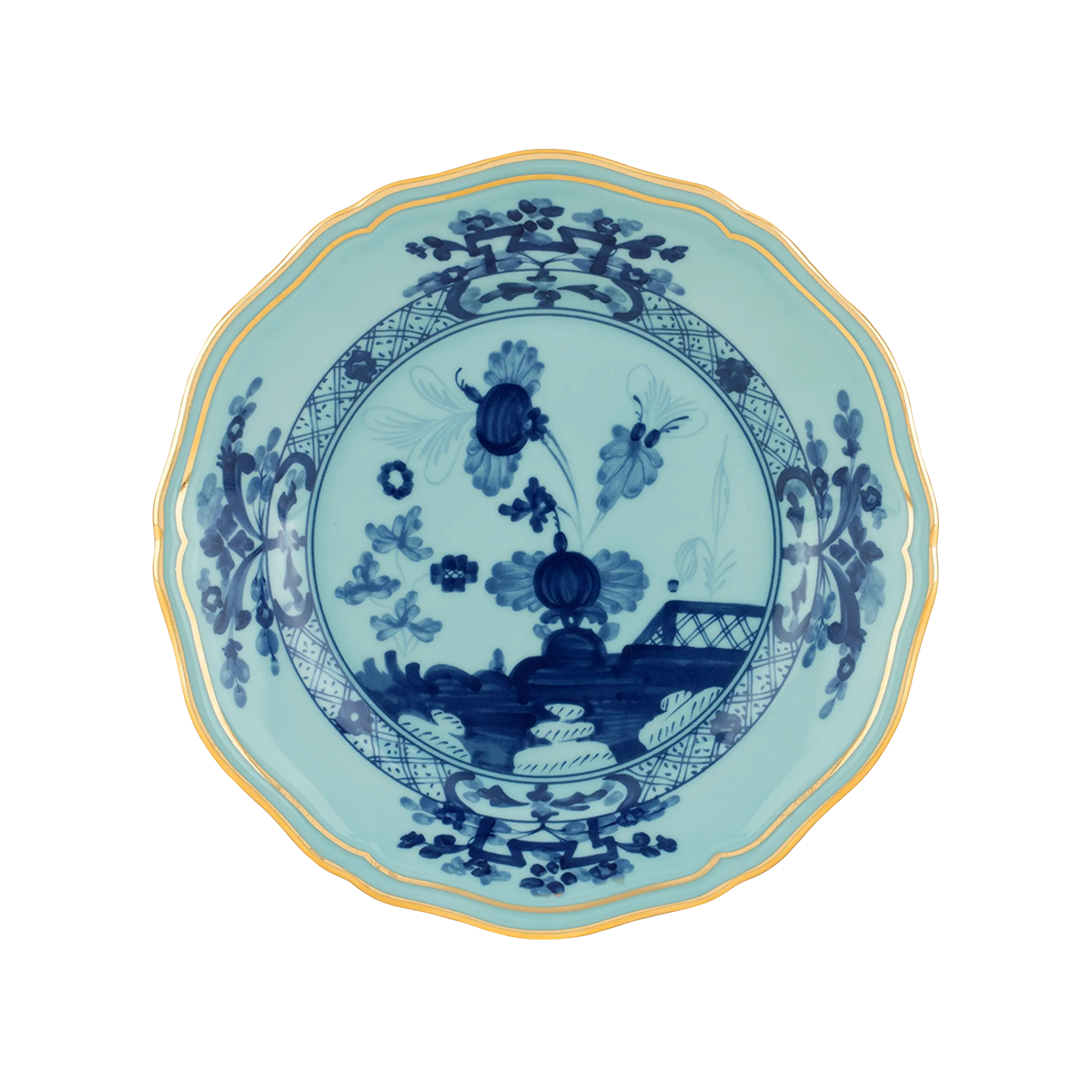 Vista frontal do Sousplat Oriente Italiano Íris.