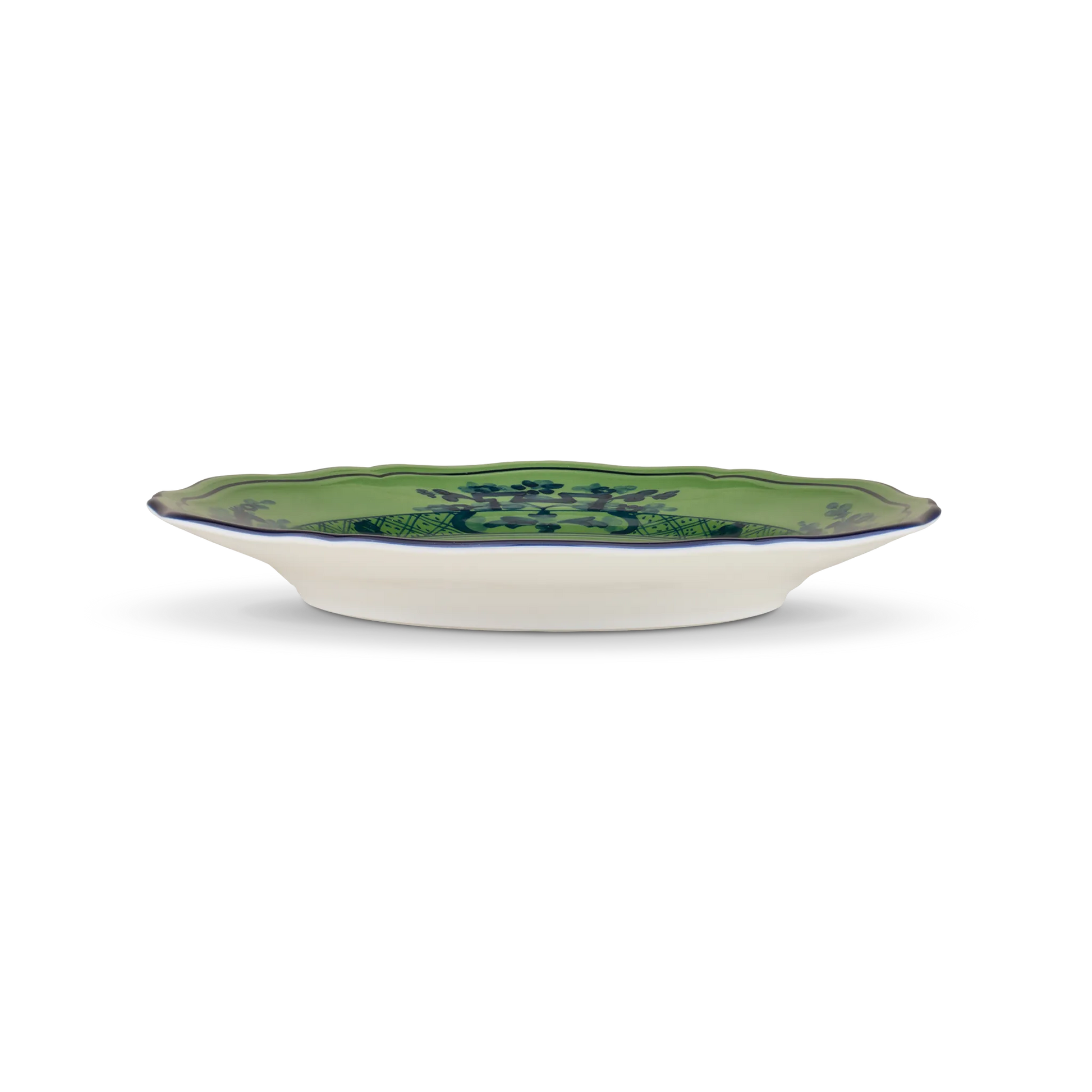 Vista lateral do Prato Pão Oriente Italiano Malachite.