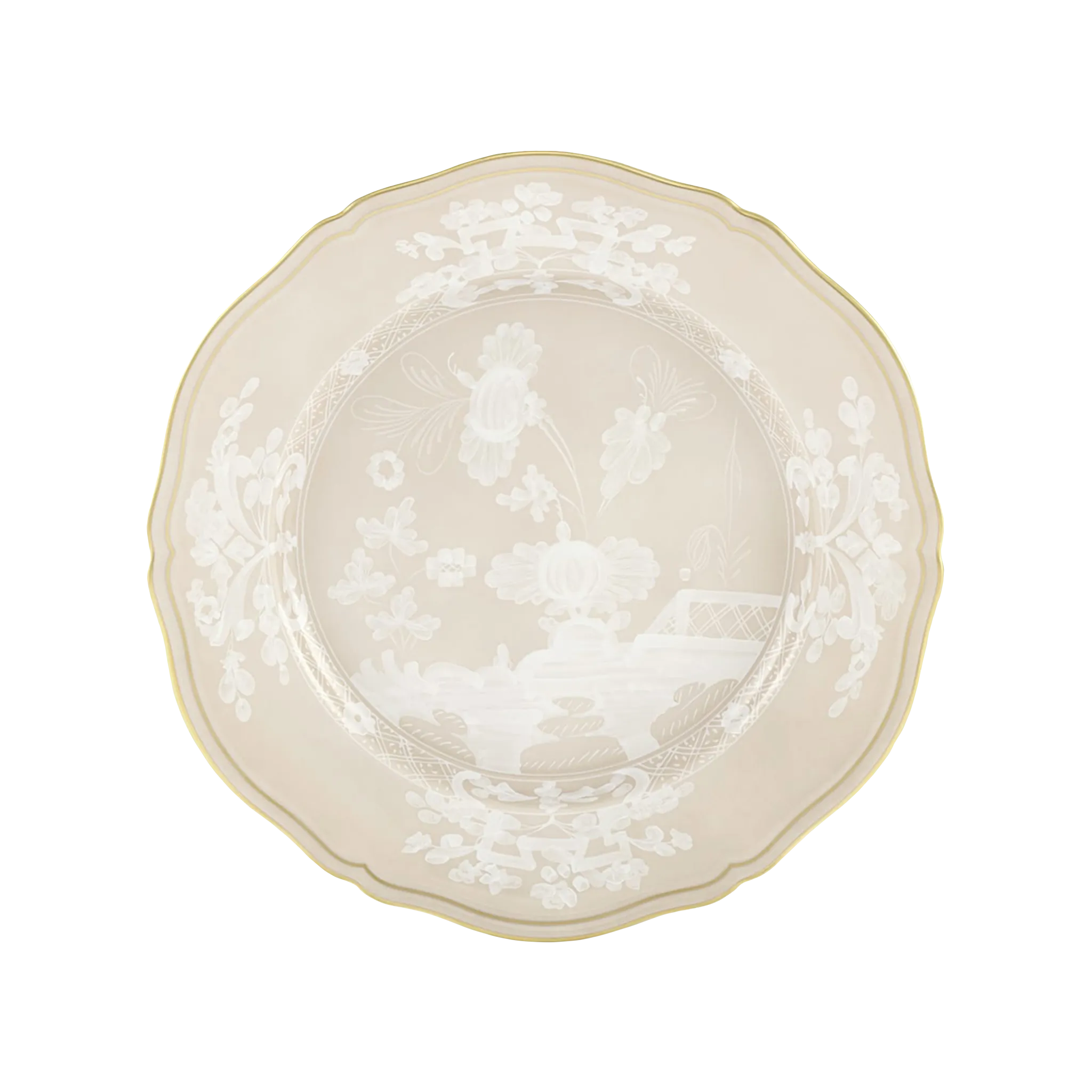 Vista frontal do Sousplat Oriente Italiano Meringa.