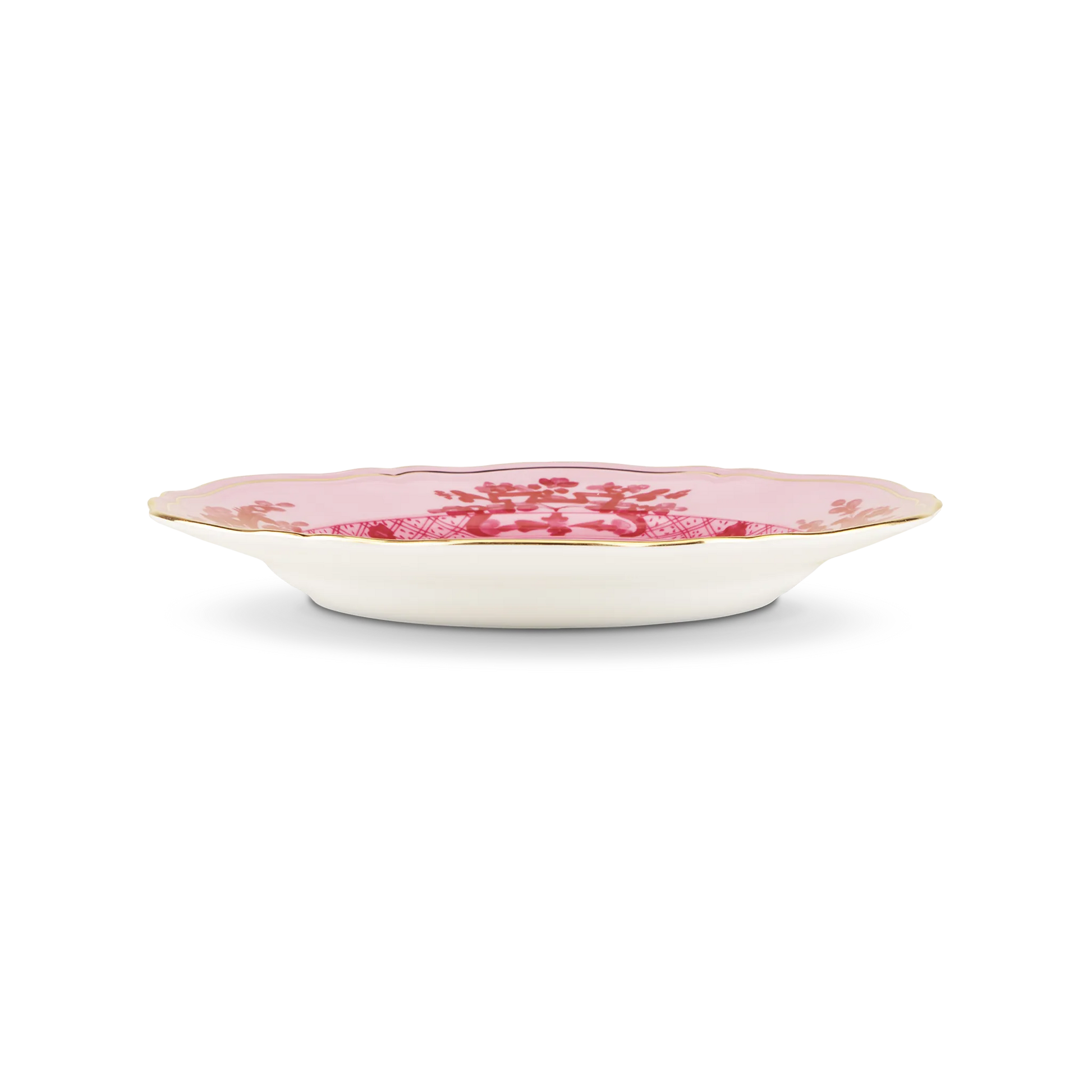 Vista lateral do Prato Raso Oriente Italiano Porpora.