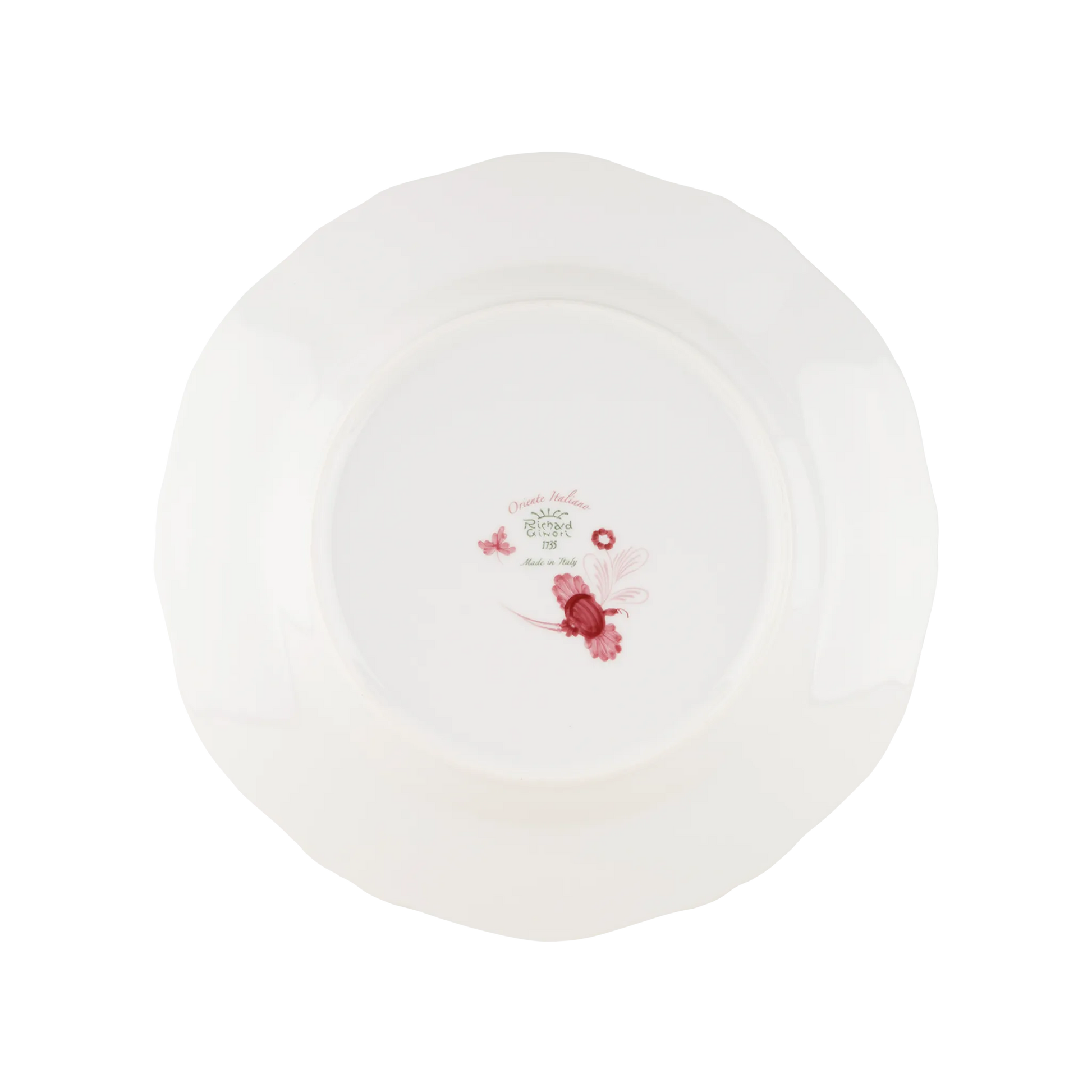 Verso do Prato Raso Oriente Italiano Porpora.