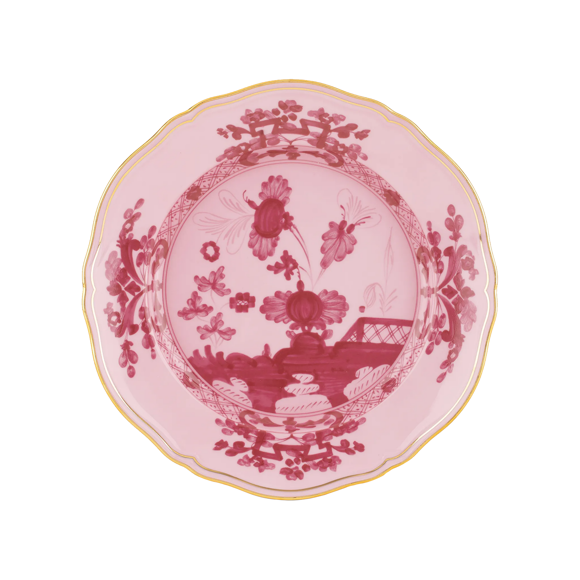 Vista frontal do Sousplat Oriente Italiano Porpora.