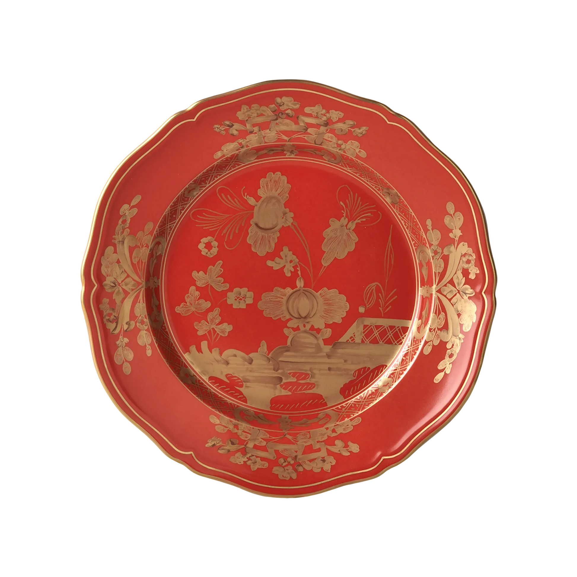 Vista frontal do Prato Raso Oriente Italiano Rubrum.