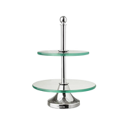 Porta Petit Fours Duplo Vidro e Prata P.