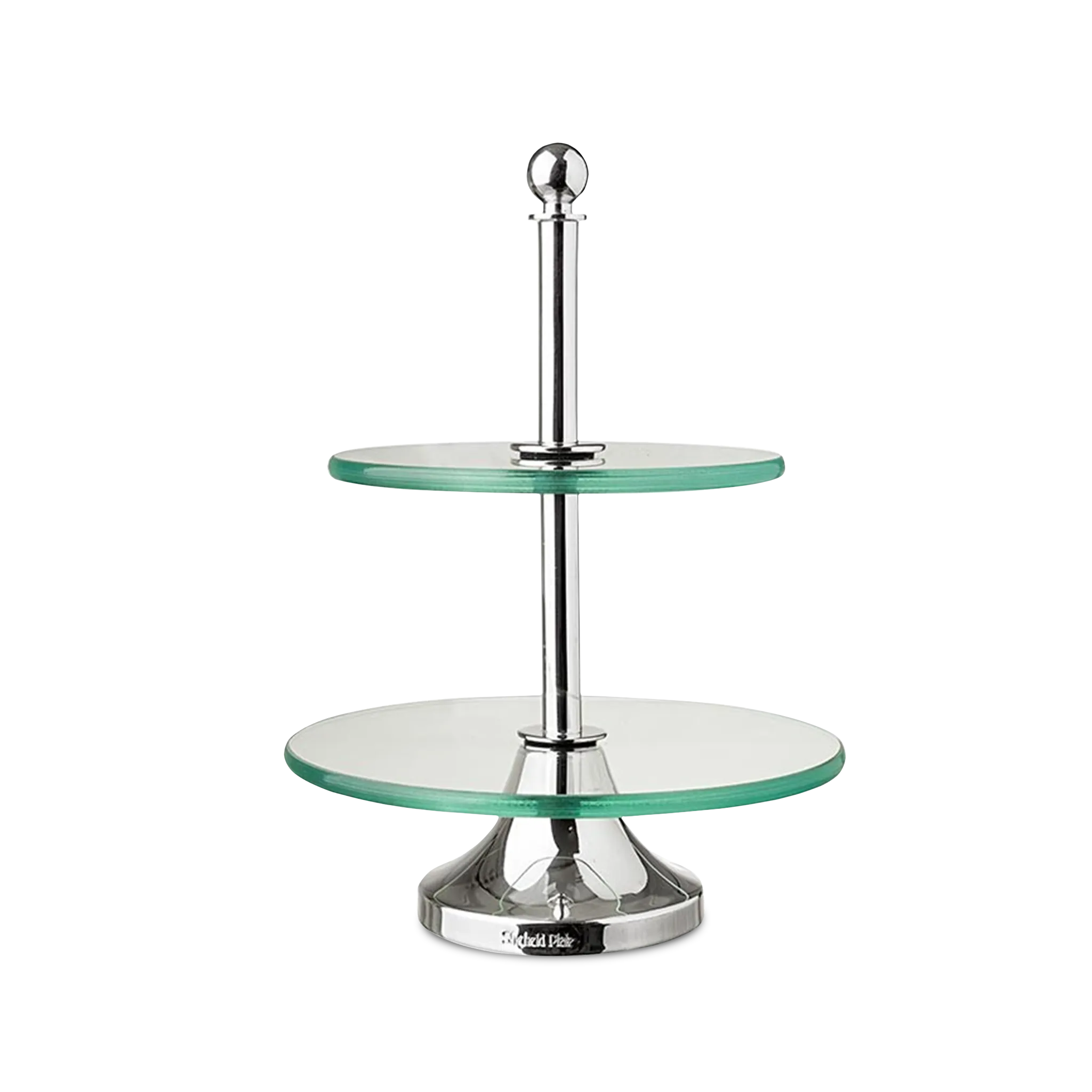 Porta Petit Fours Duplo Vidro e Prata P.