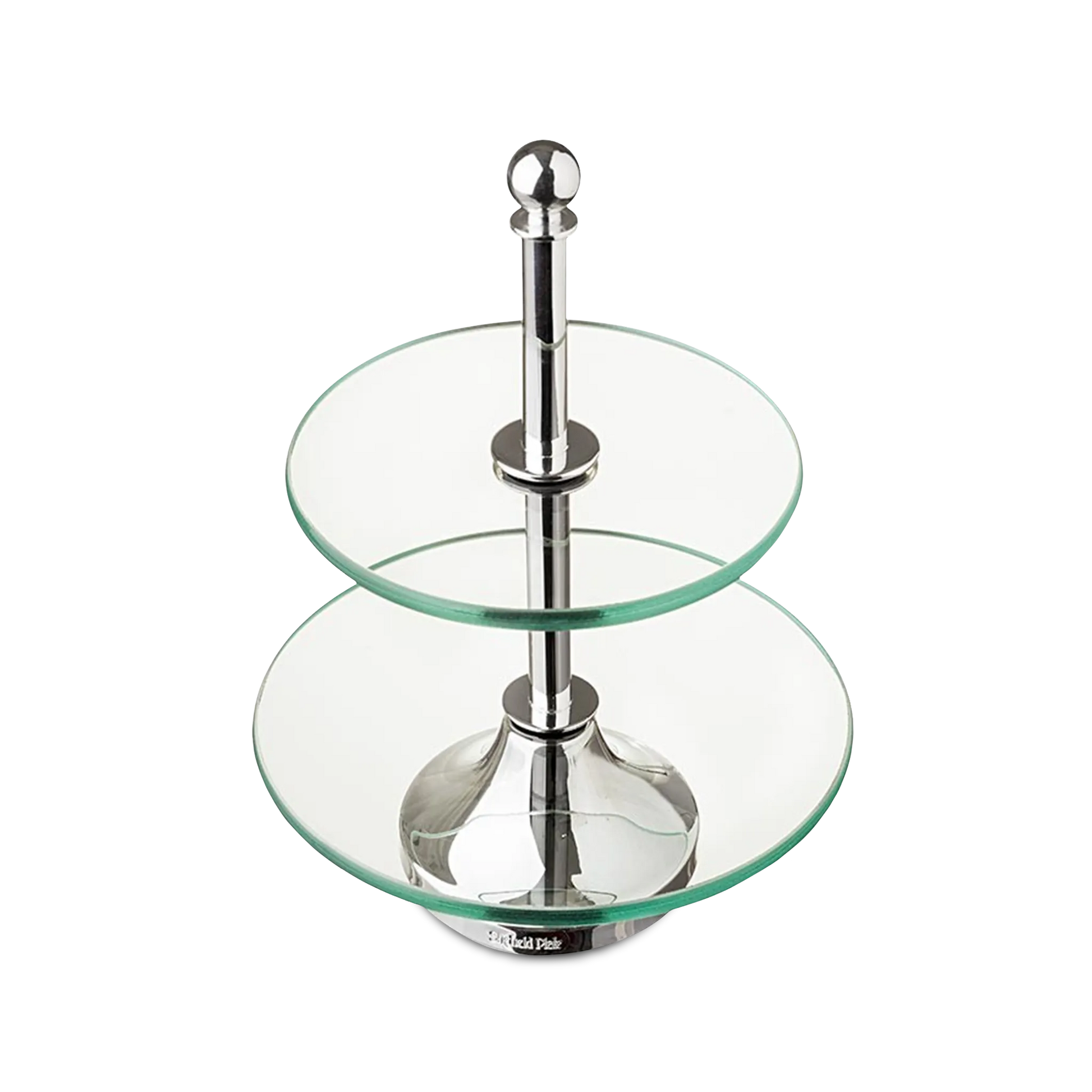 Porta Petit Fours Duplo Vidro e Prata P.