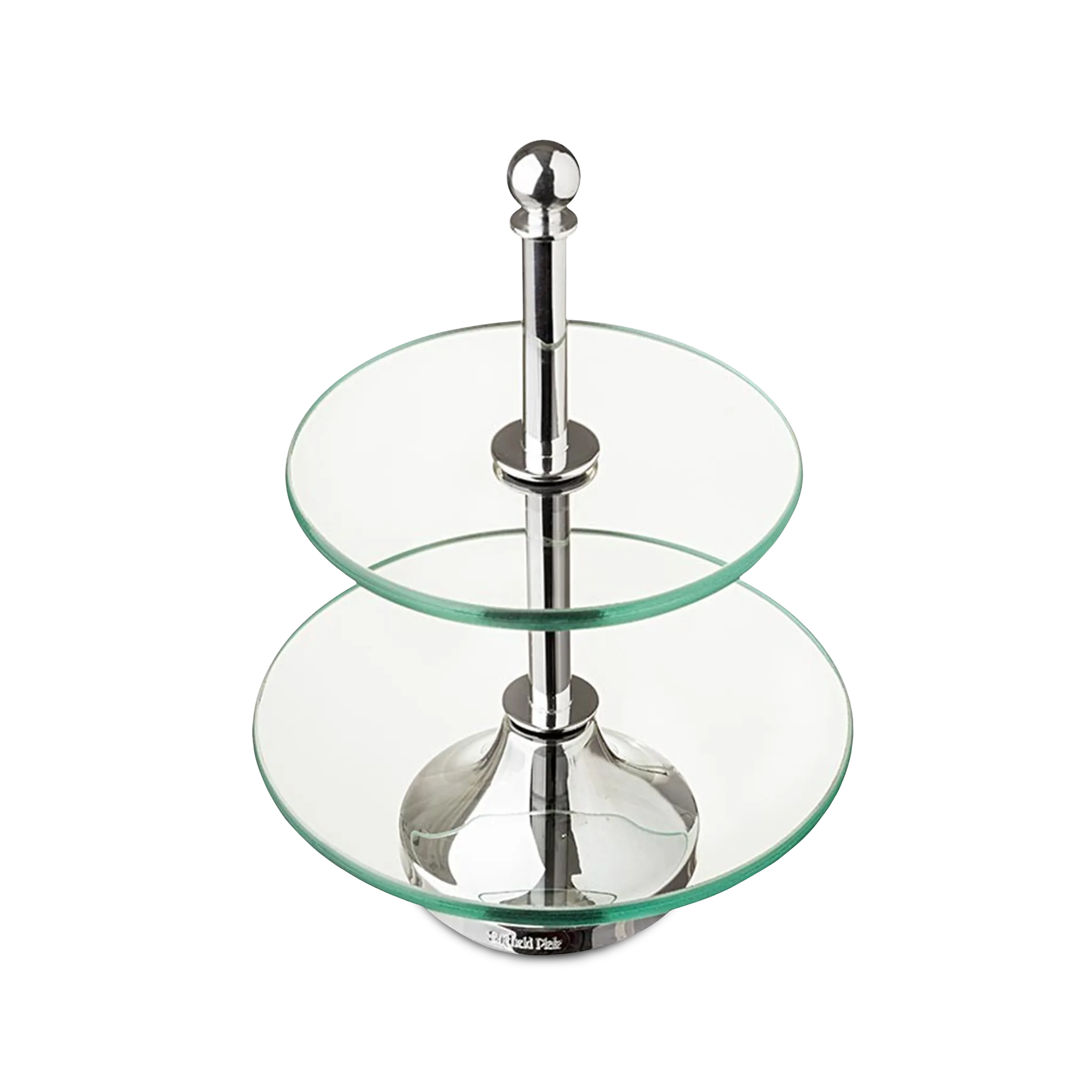 Porta Petit Fours Duplo Vidro e Prata P.