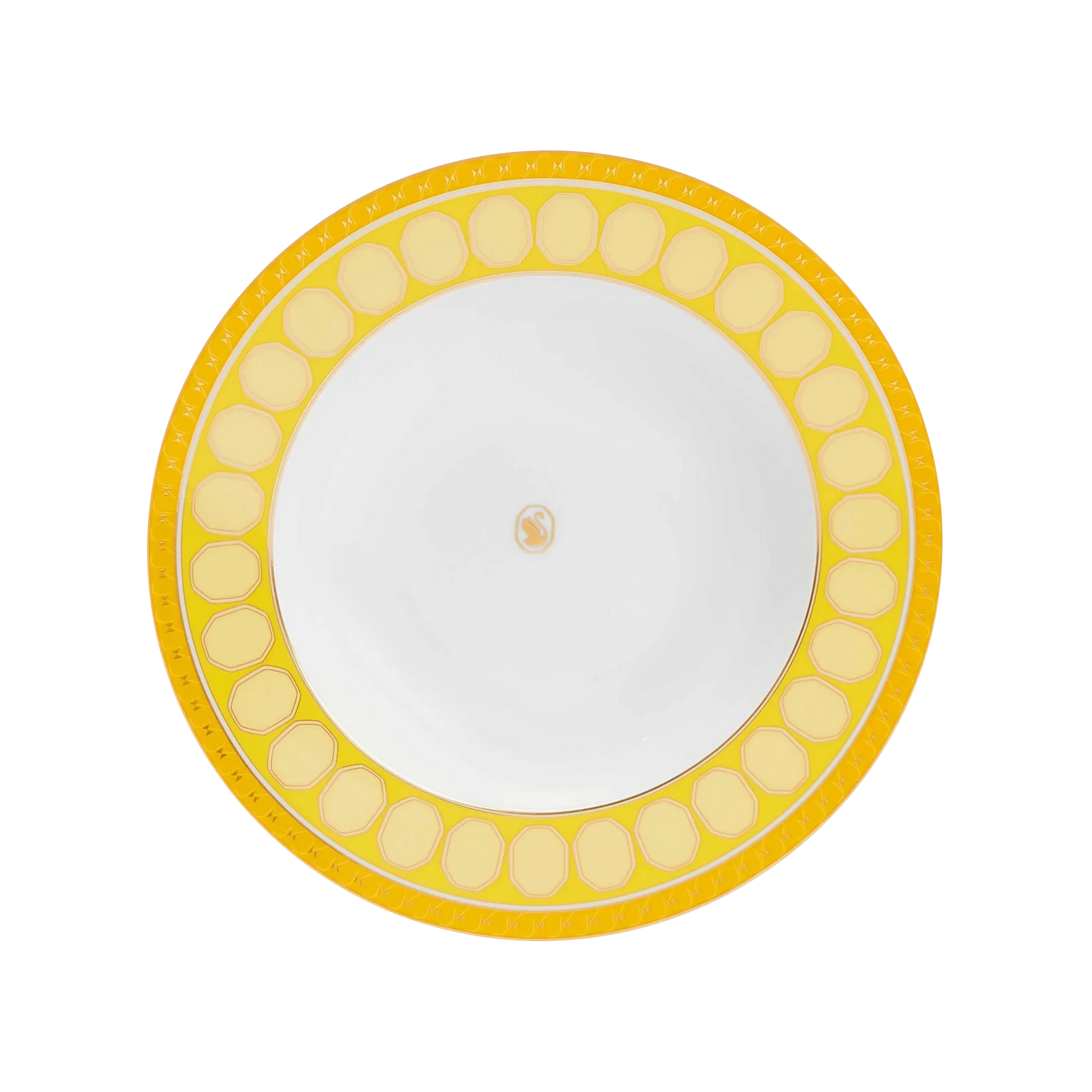 Vista frontal do Prato Fundo Swarovski Amarelo.