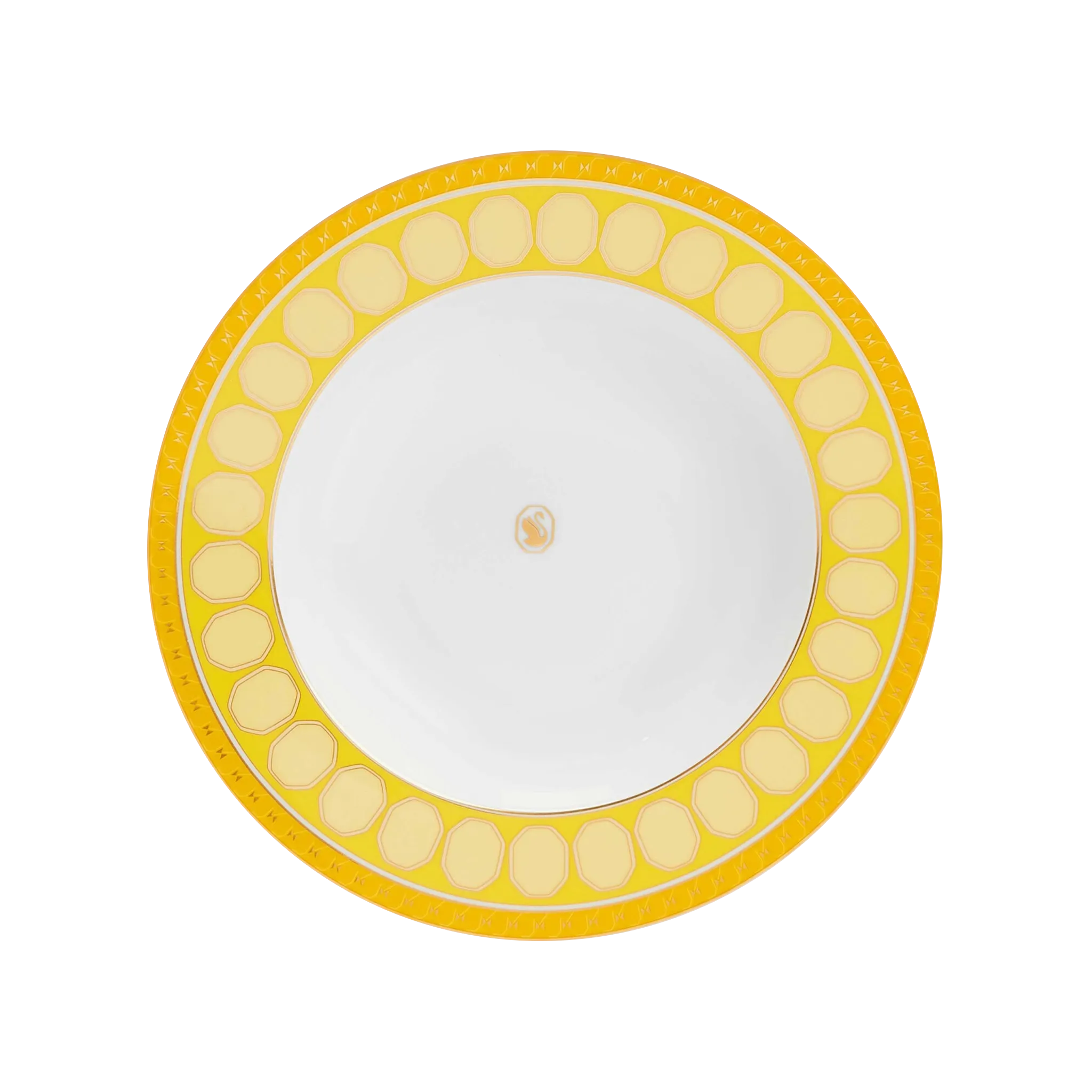 Vista frontal do Prato Fundo Swarovski Amarelo.