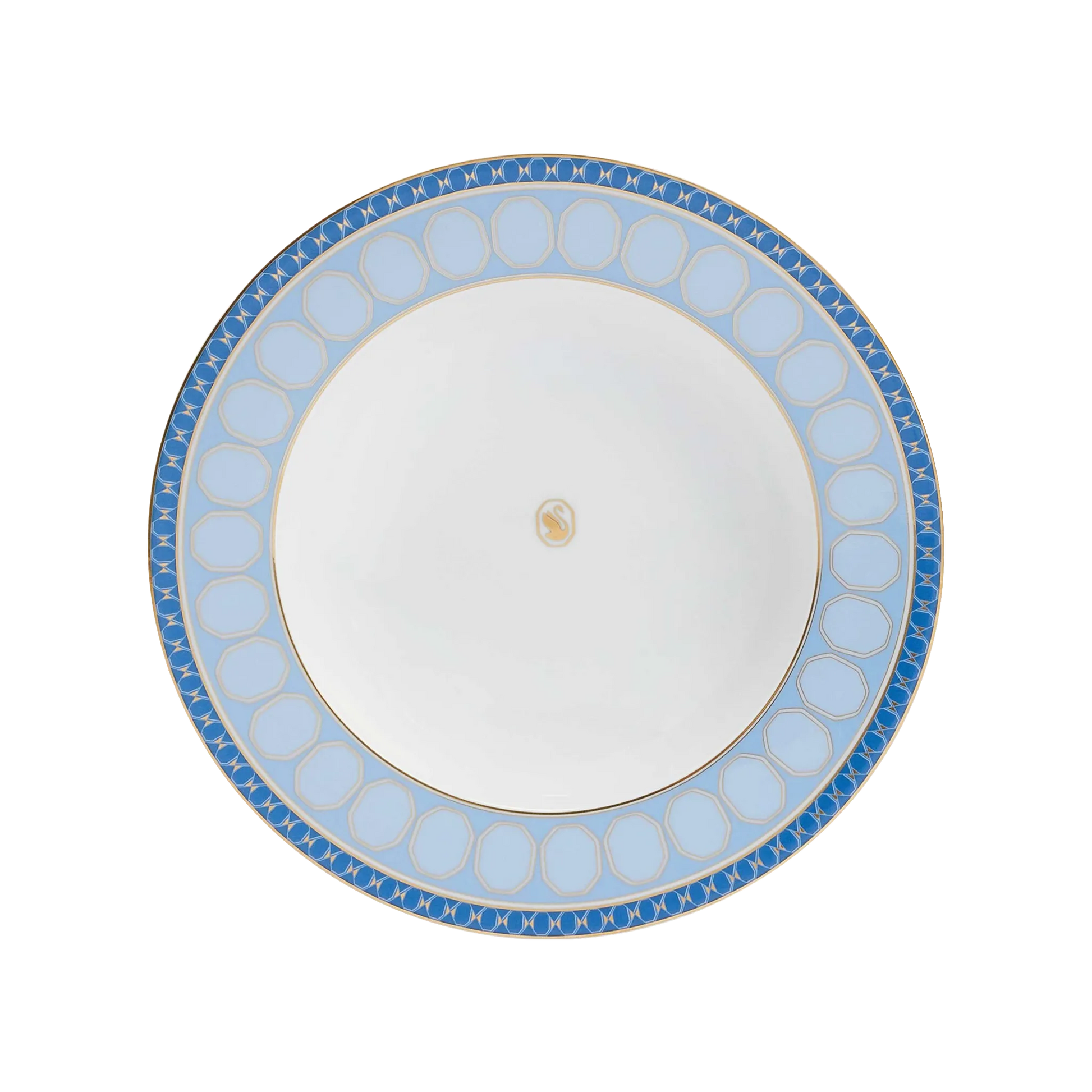 Vista frontal do Prato Fundo Swarovski Azul.