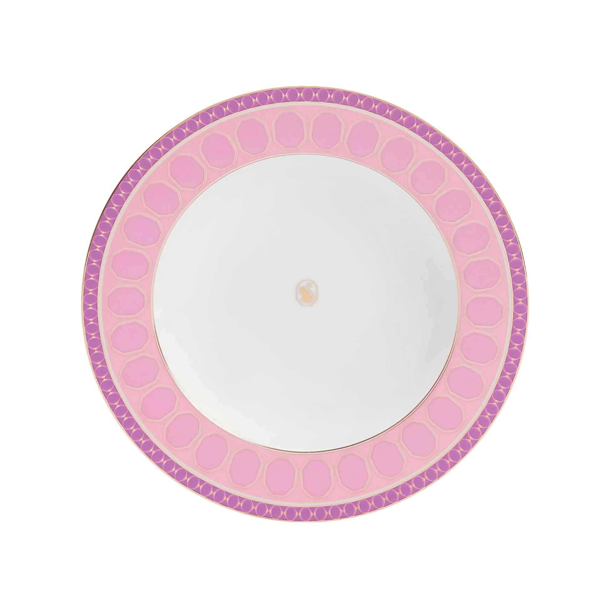 Vista frontal Prato Fundo Swarovski Rosa.