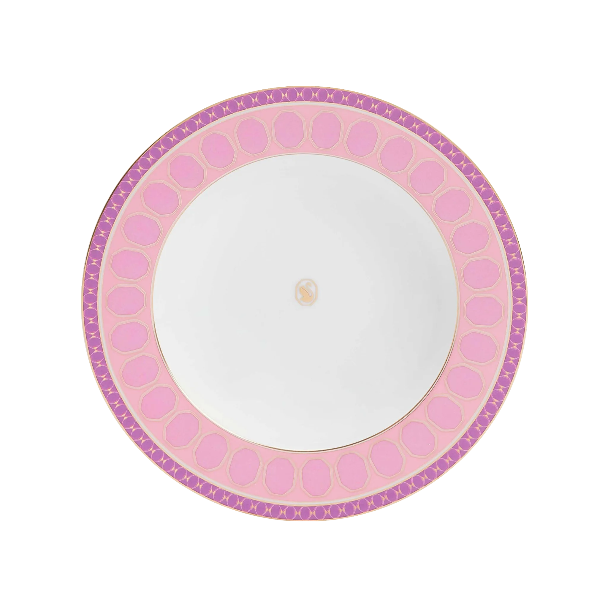 Vista frontal Prato Fundo Swarovski Rosa.