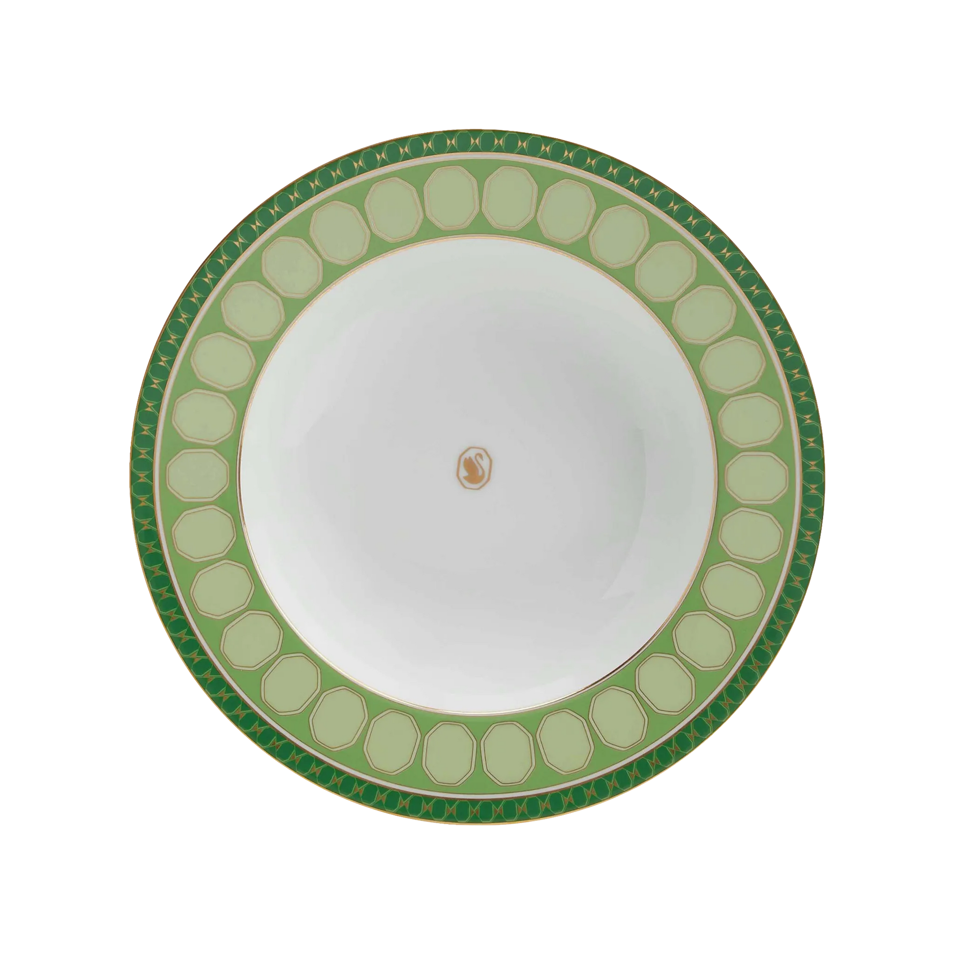 Vista frontal do Prato Fundo Swarovski Verde.