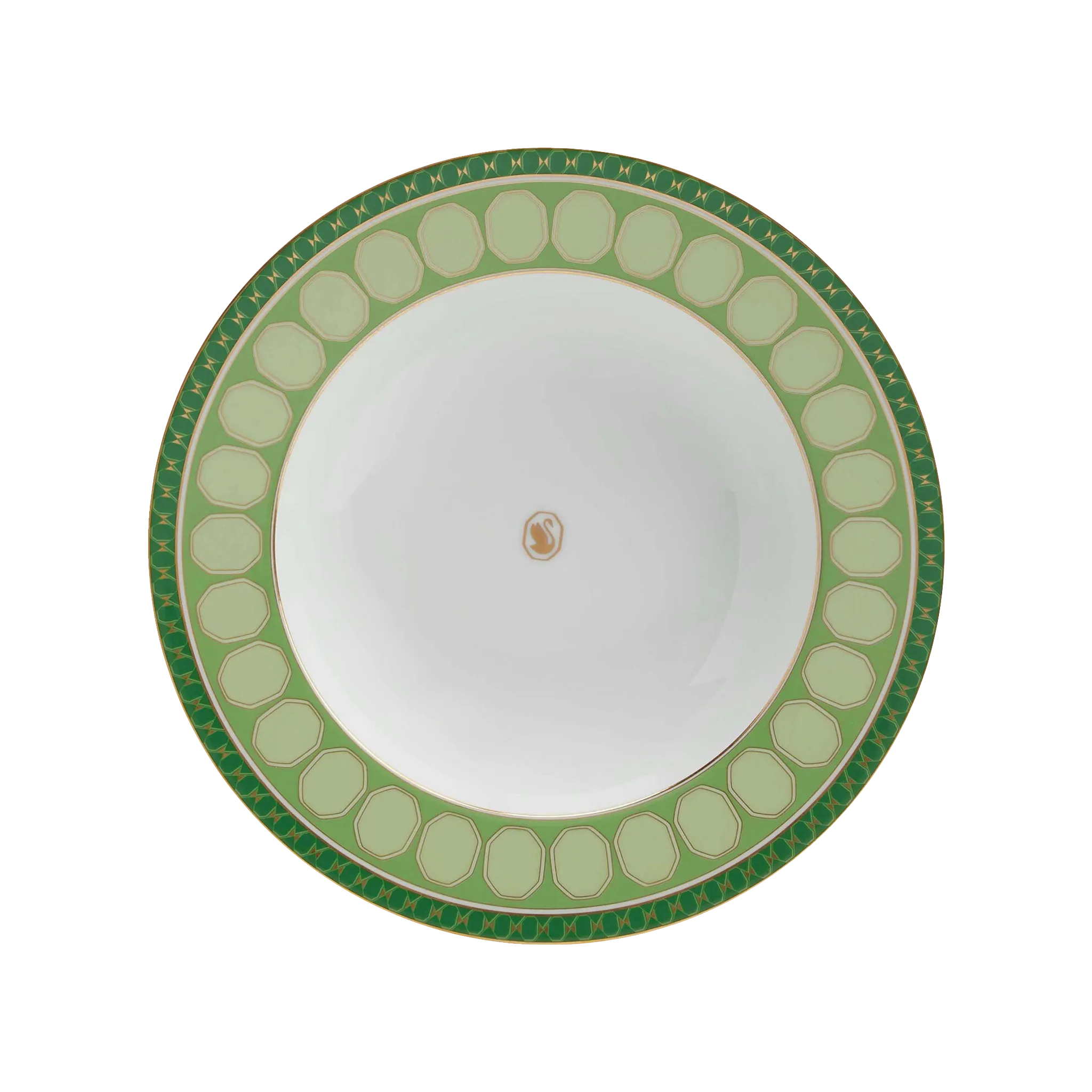 Vista frontal do Prato Fundo Swarovski Verde.