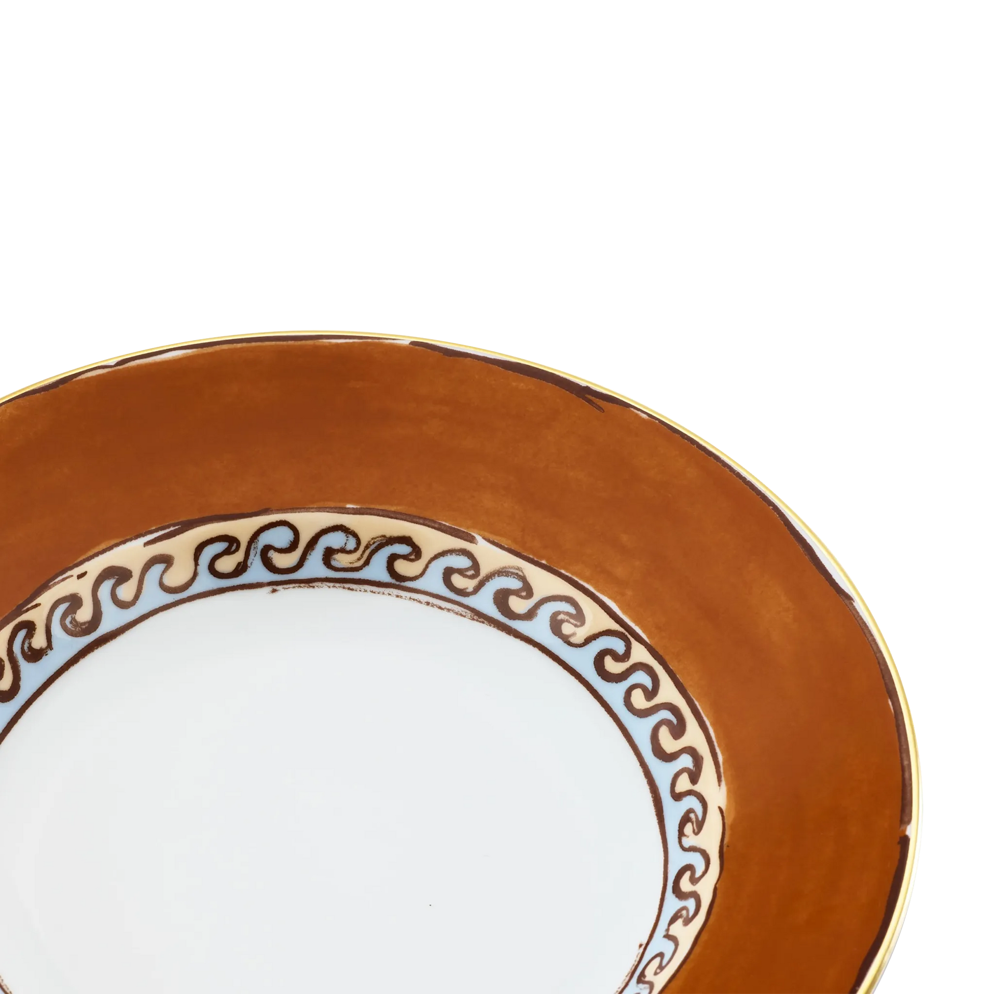 Detalhe do Prato Fundo Viaggio Di Nettuno Terracota.