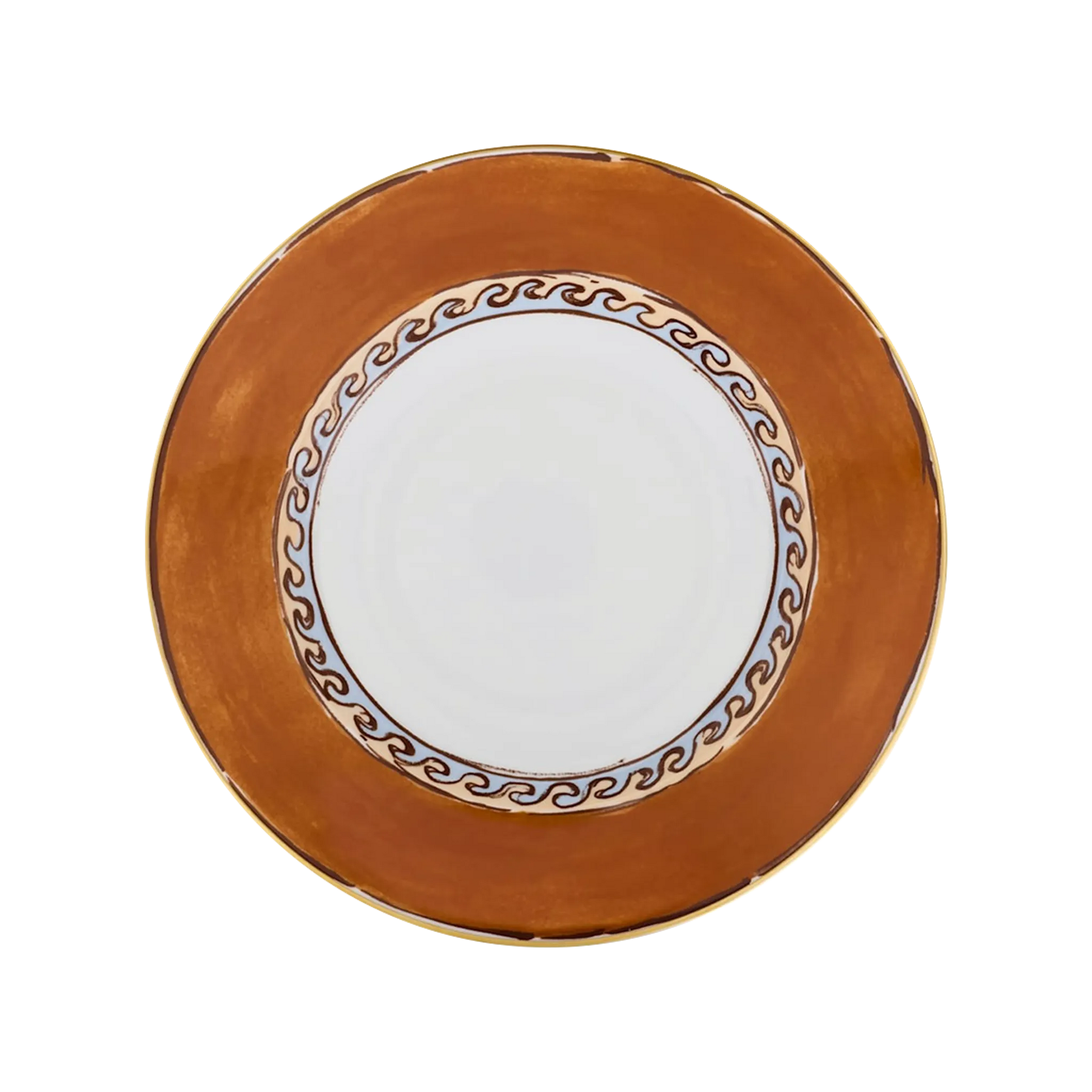 Vista frontal do Prato Fundo Viaggio Di Nettuno Terracota.