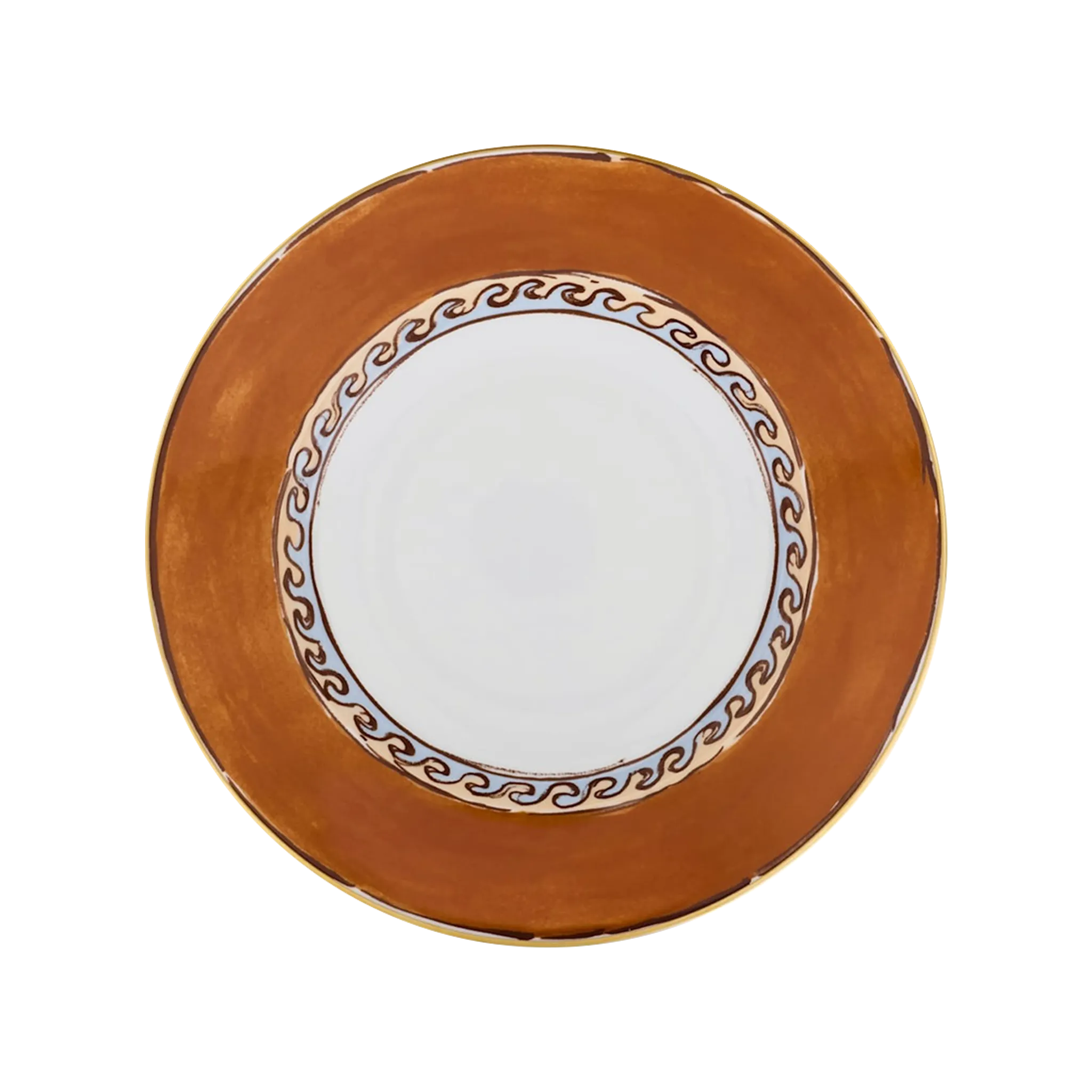 Vista frontal do Prato Fundo Viaggio Di Nettuno Terracota.