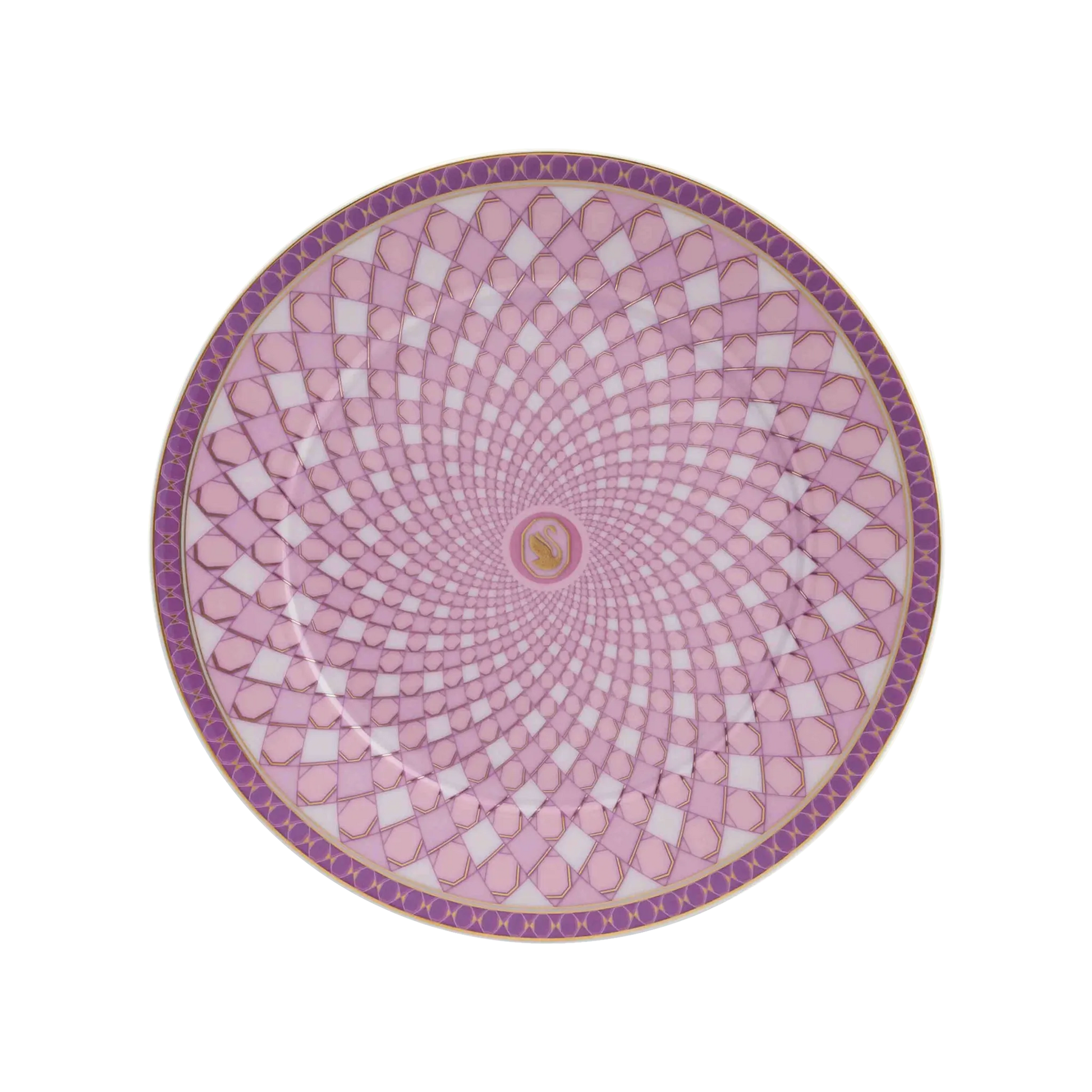 Vista frontal do Prato Pão Swarovski Rosa.