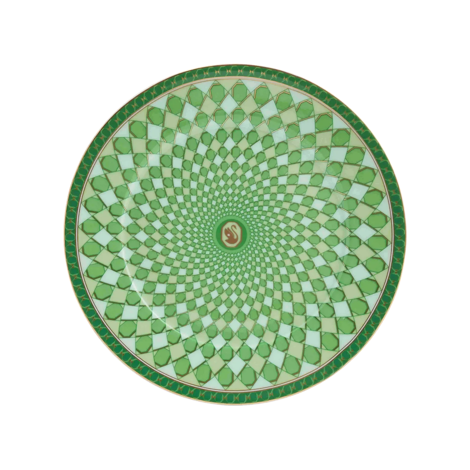 Vista frontal do Prato Pão Swarovski Verde.