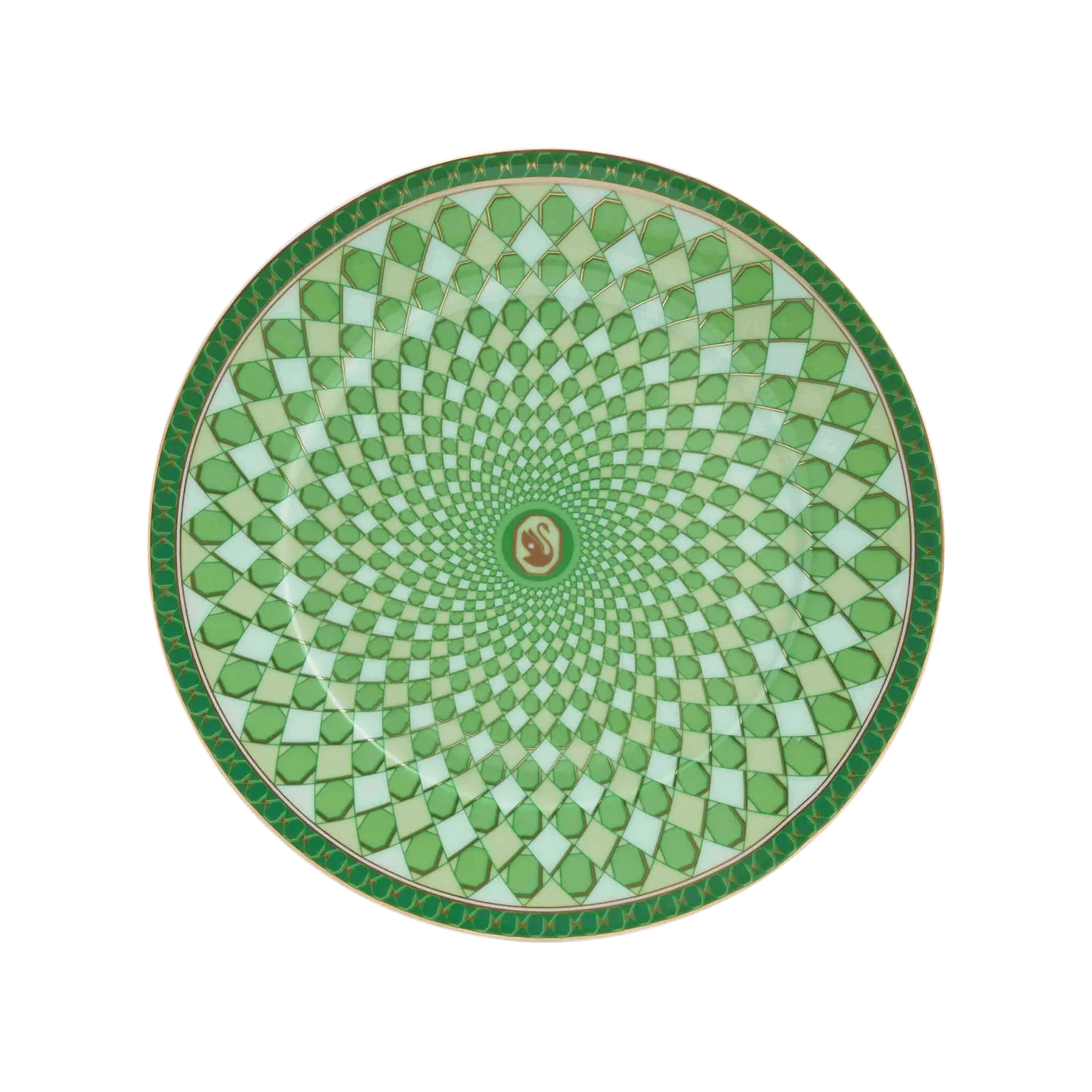 Vista frontal do Prato Pão Swarovski Verde.