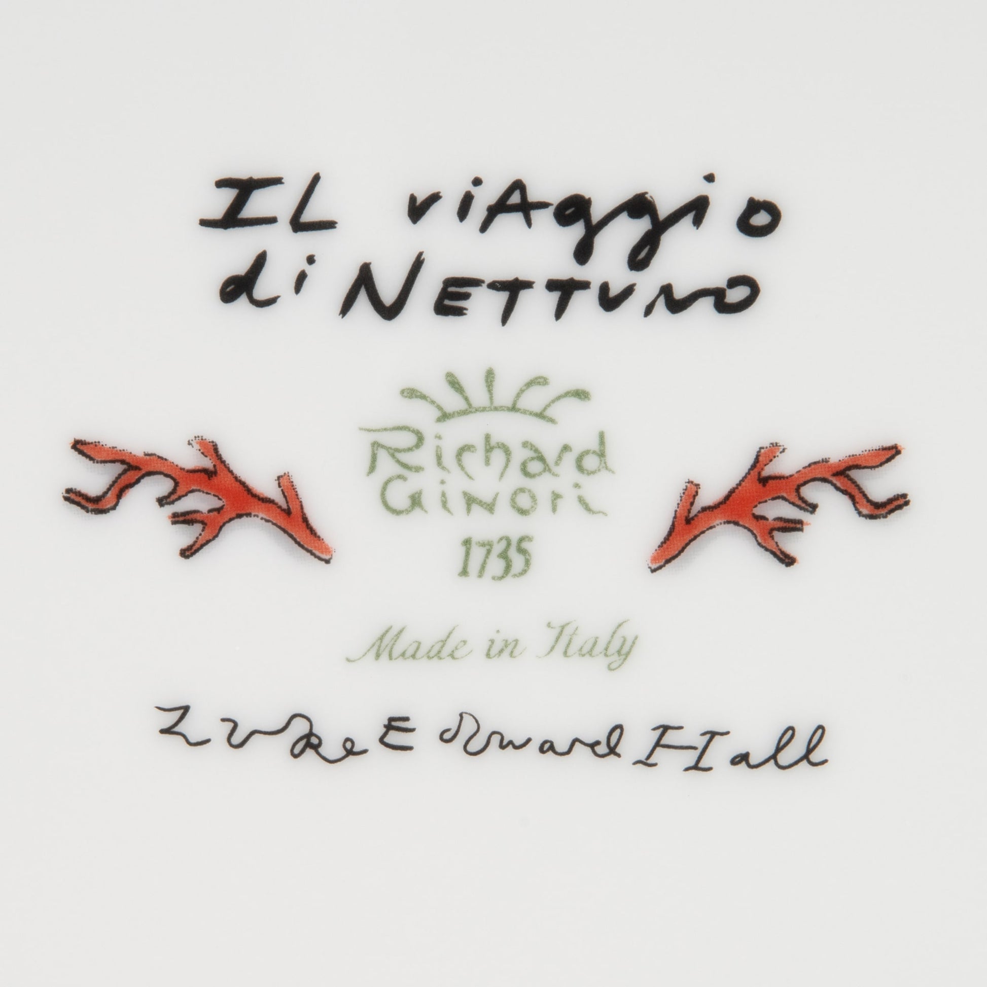 Detalhe do verso do Prato Pão Viaggio Di Nettuno Laranja.