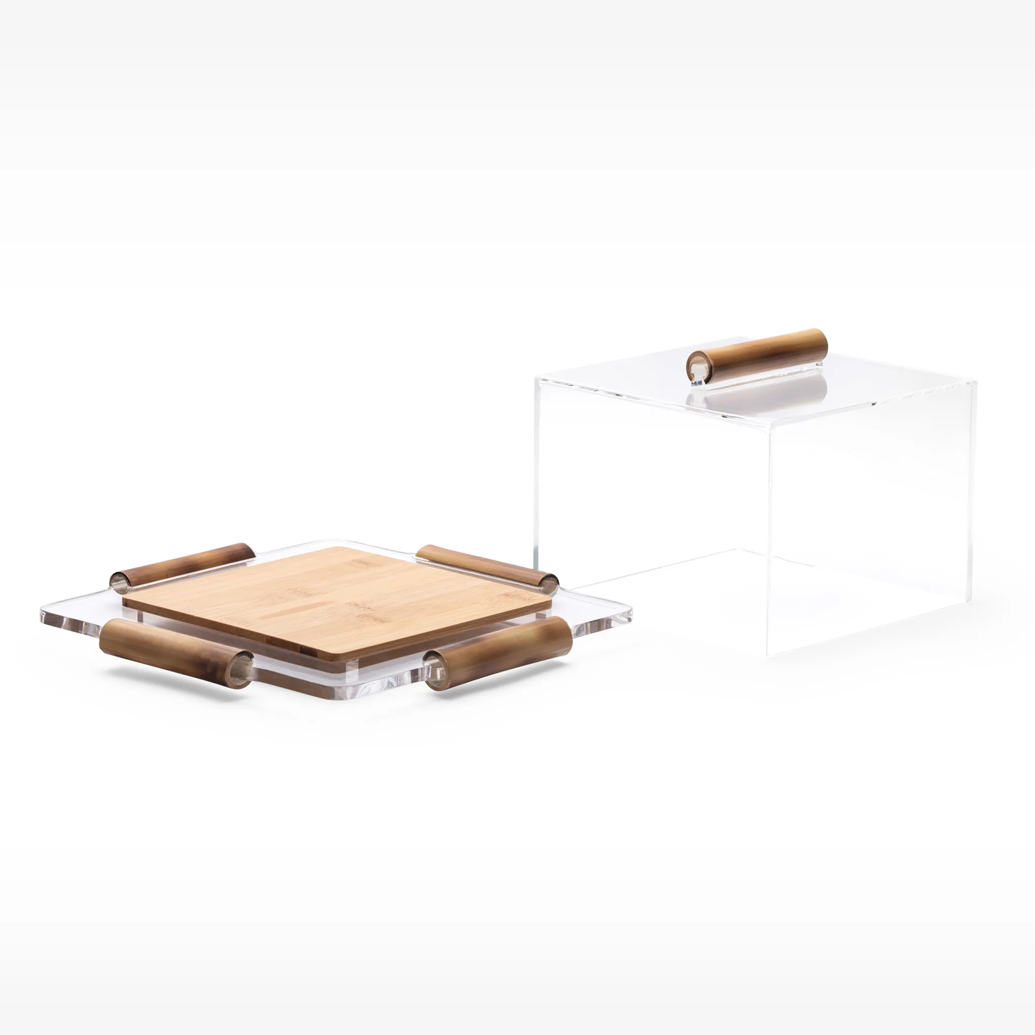 Prato para Bolo Quadrada M Bambu aberto.